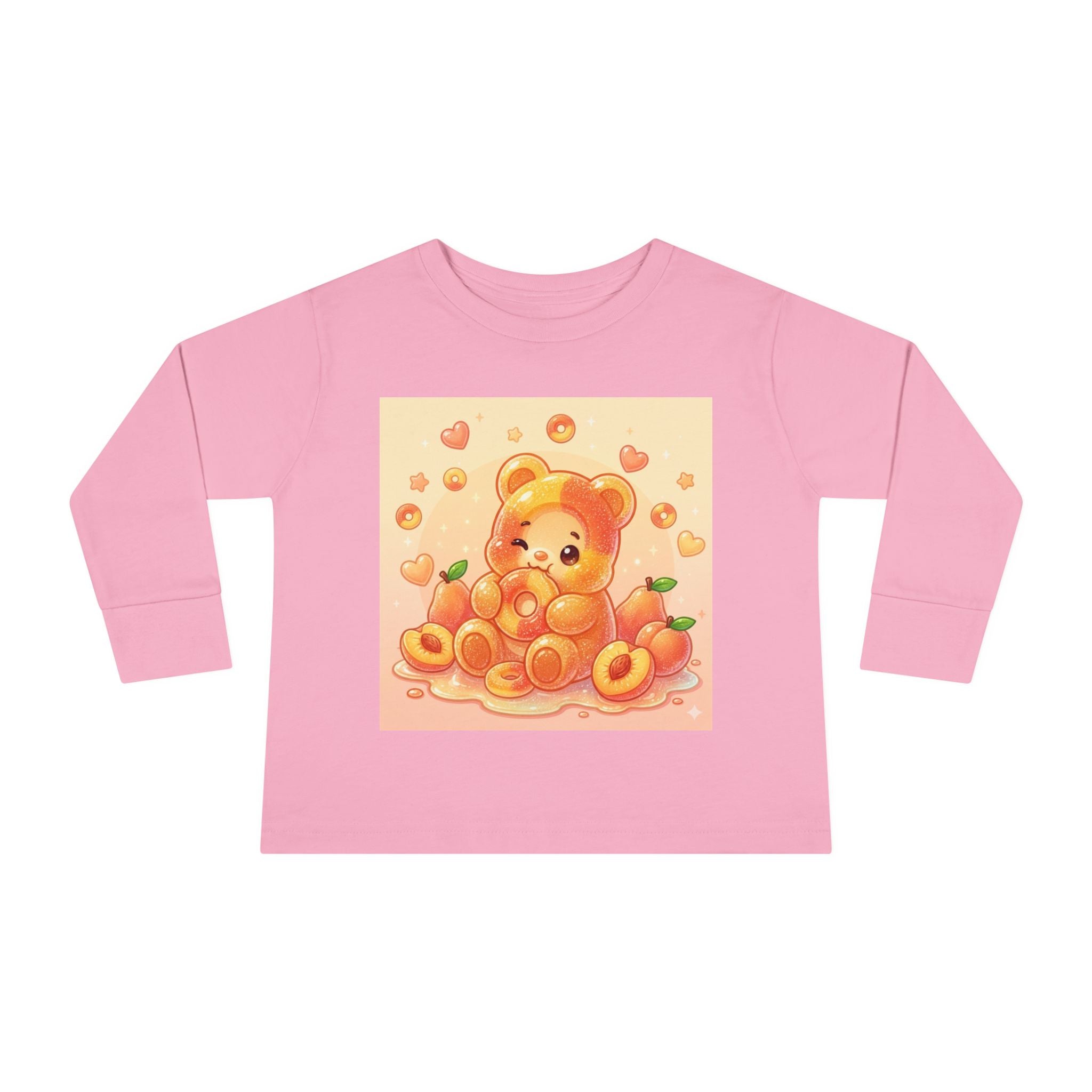 Sweet Peach Ring Candy, Oozy Bear Gummy Friend- Kids Long Sleeve Shirt