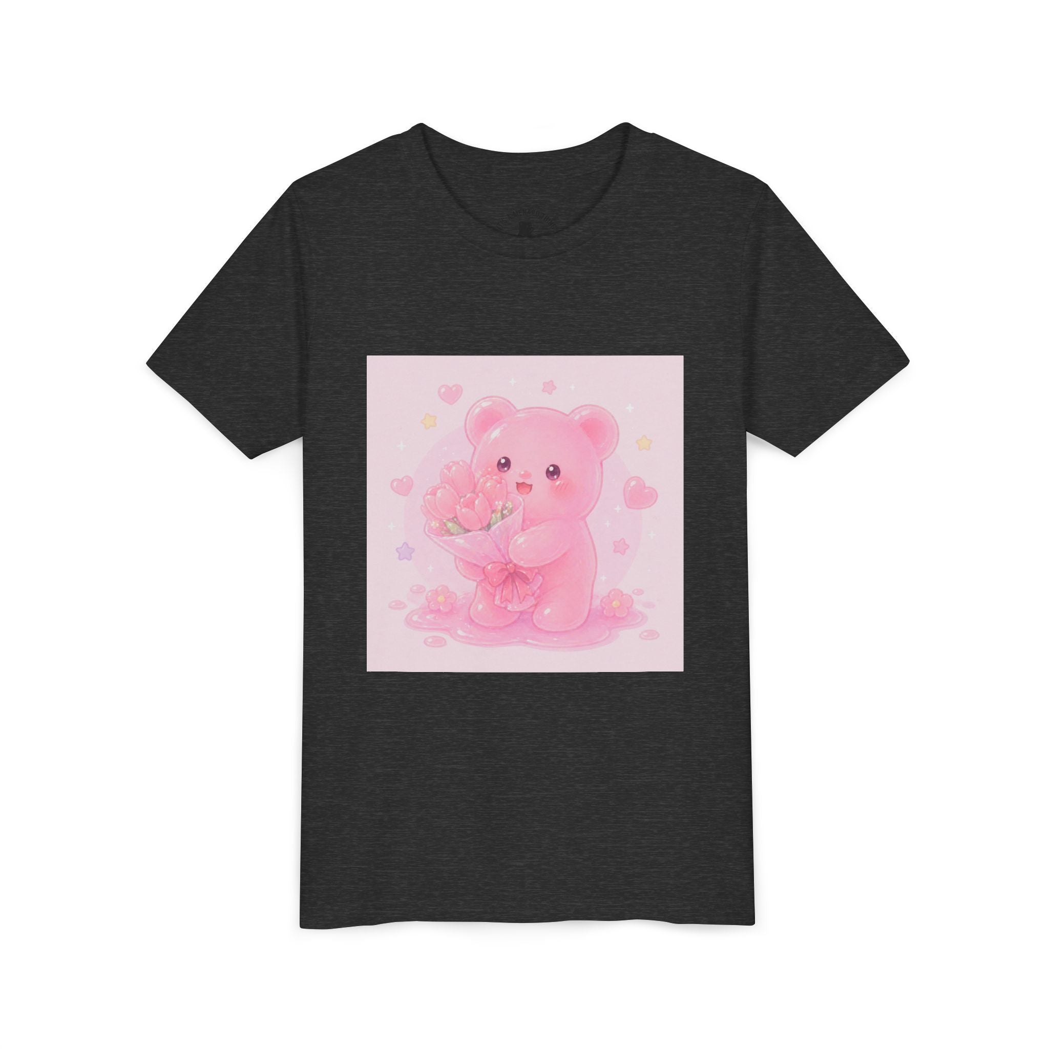 Pink Gooey Gummy Bear Youth Tee – Valentine Gummy Bouquet Kids Shirt