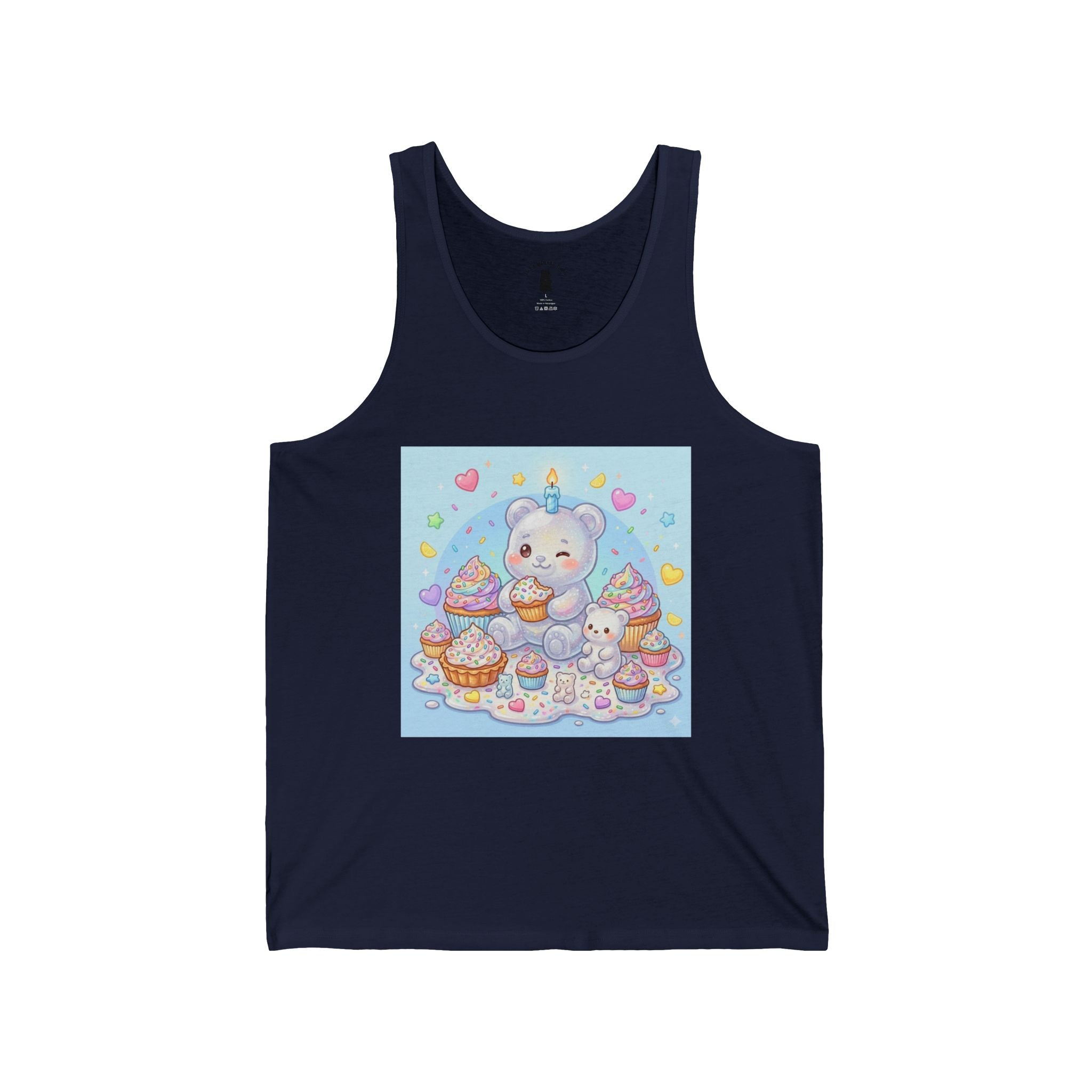 Cupcake Party Surprise, White Gooey Gummy Bear-Kawaii Graphic Tank Top