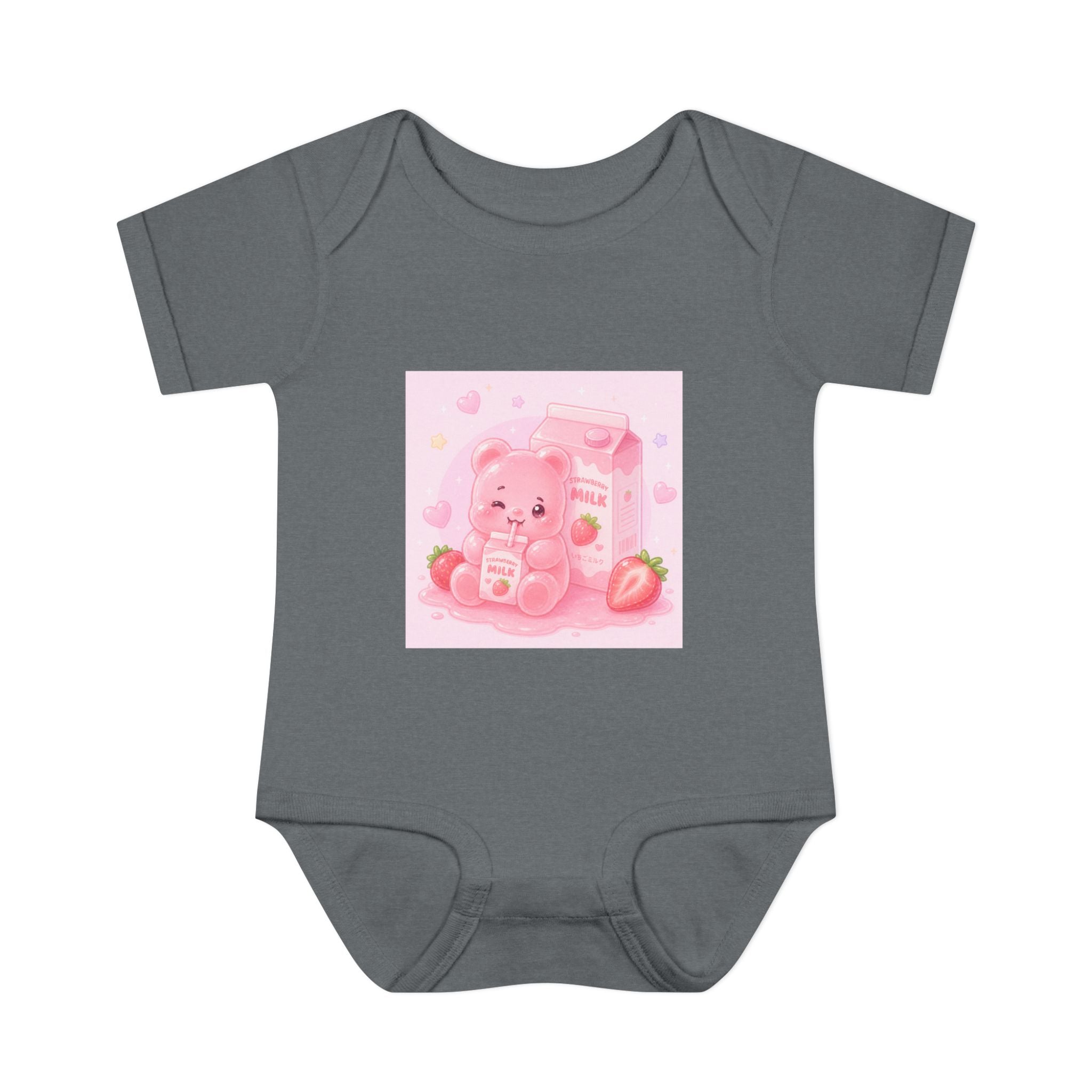 Pink Strawberry Milk Gooey Gummy Bear Infant Bodysuit