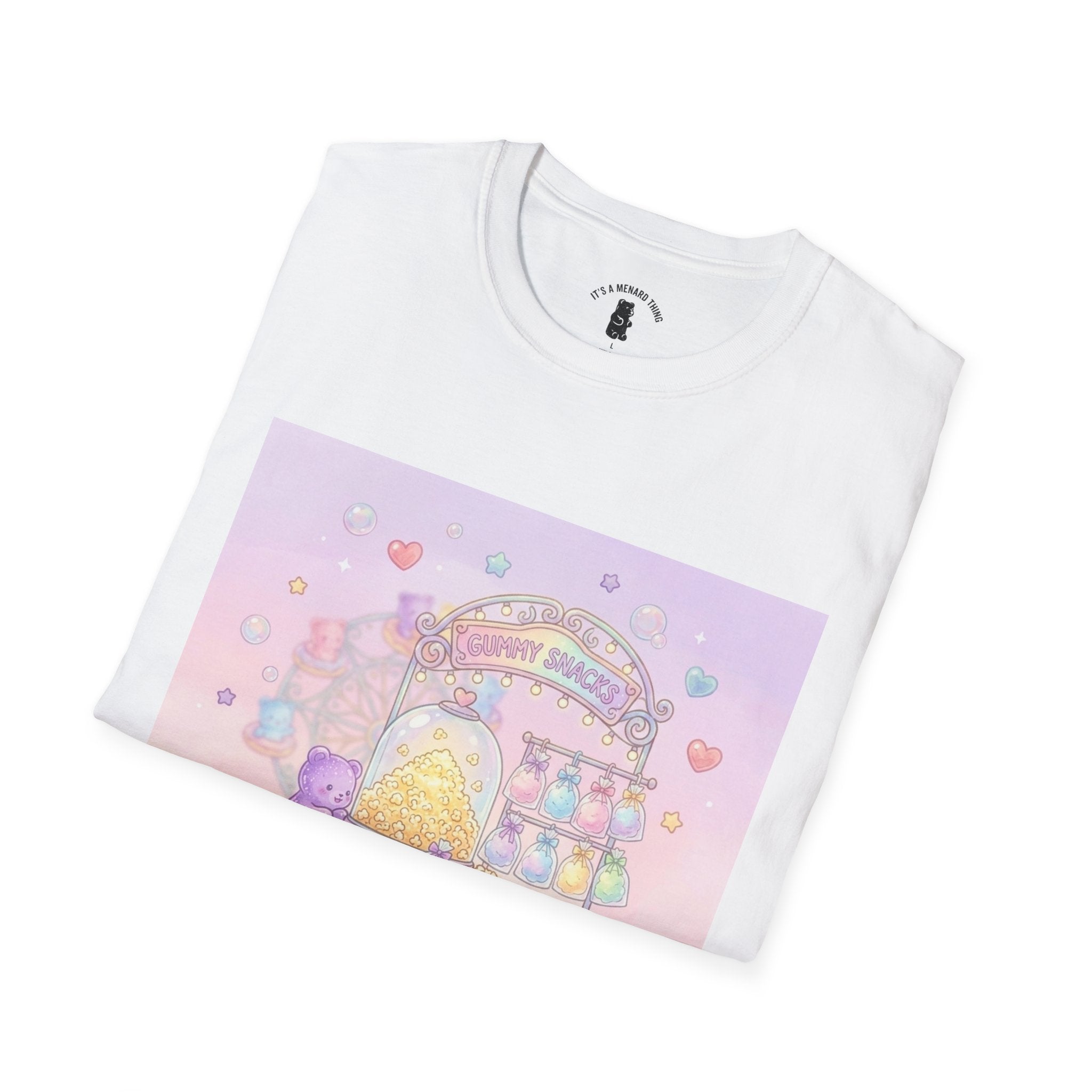 Carnival Snack Cart, Sharing with Friends Gooey Gummy Bears — Whimsical Graphic T-Shirt