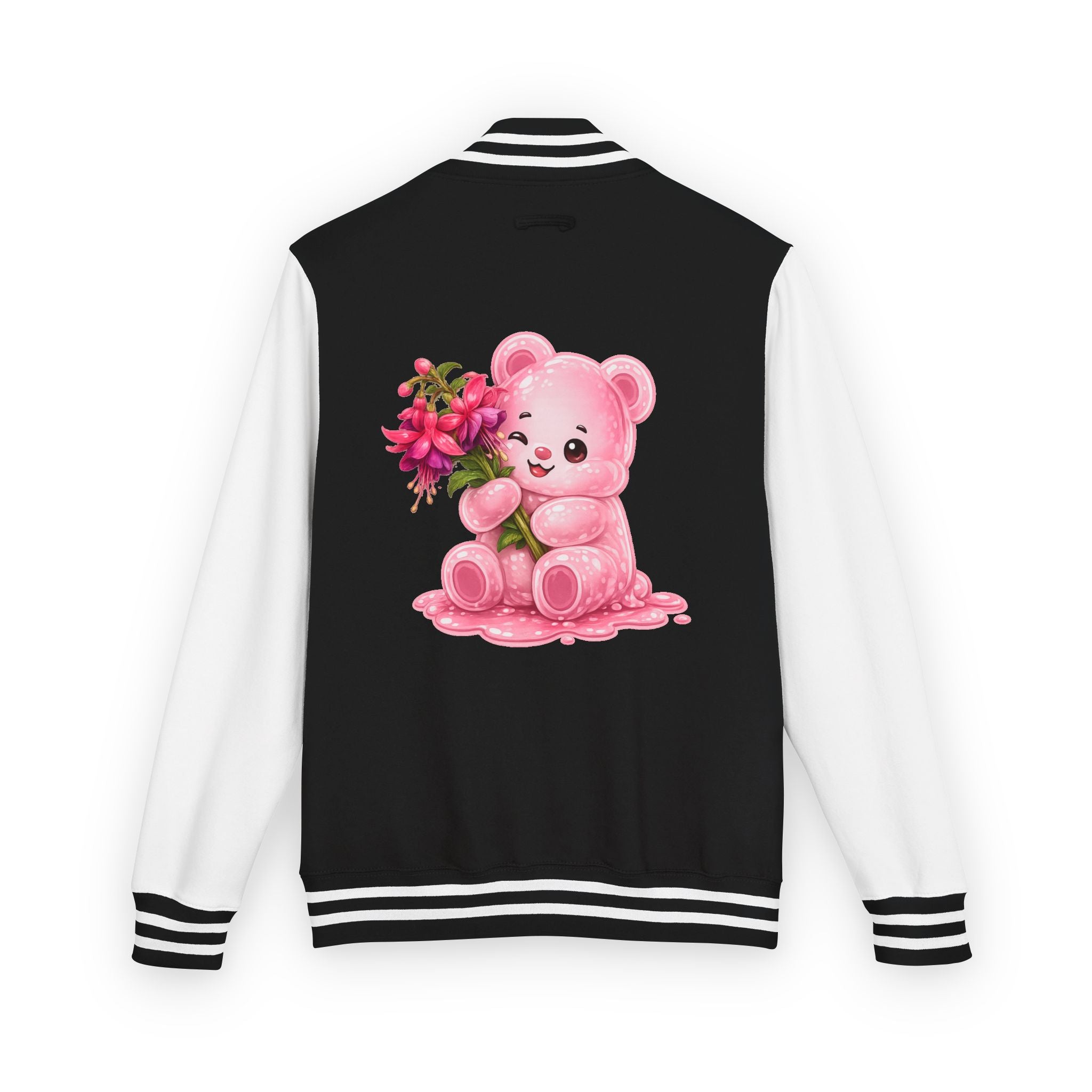 Special Pink Flowers, Pale Oozy Bear Gummy Friend- Lettermen Graphic Jacket