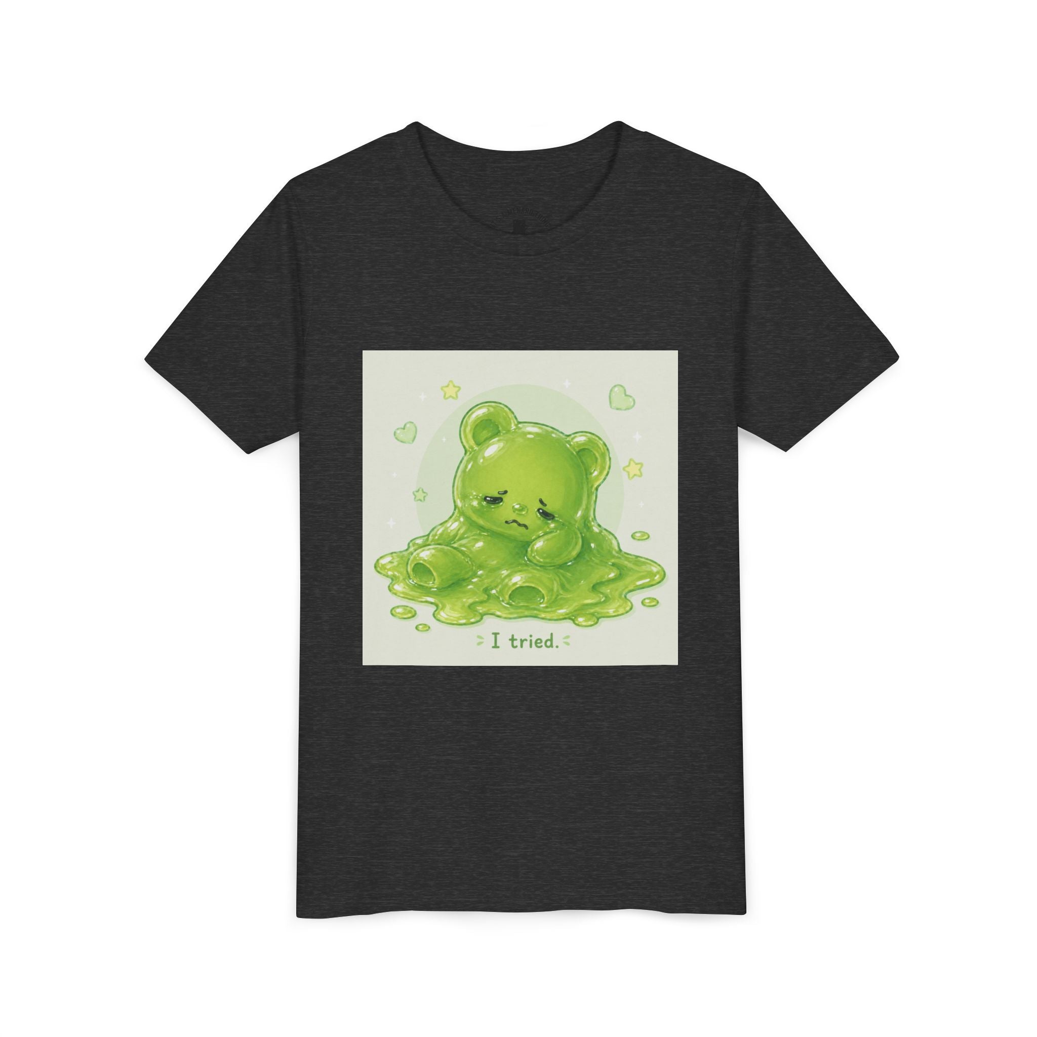 Melting Green Gooey Gummy Bear "I tried." Graphic T-Shirt