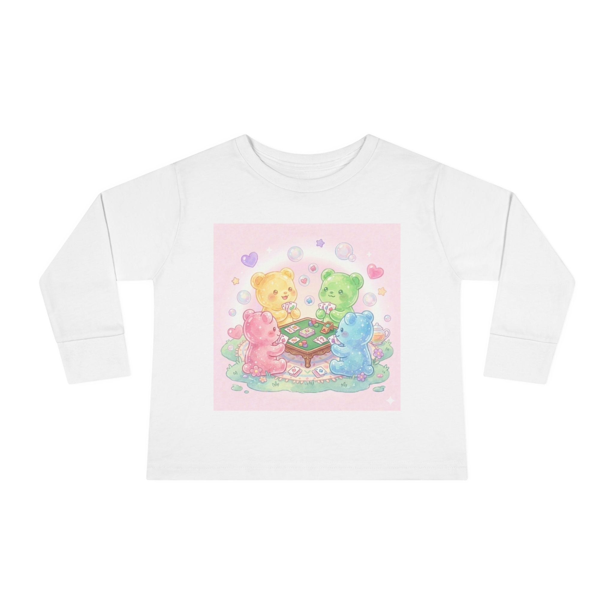 Playing Cards Together, Oozy Bear Friends Group- Graphic Long Sleeve Shirt
