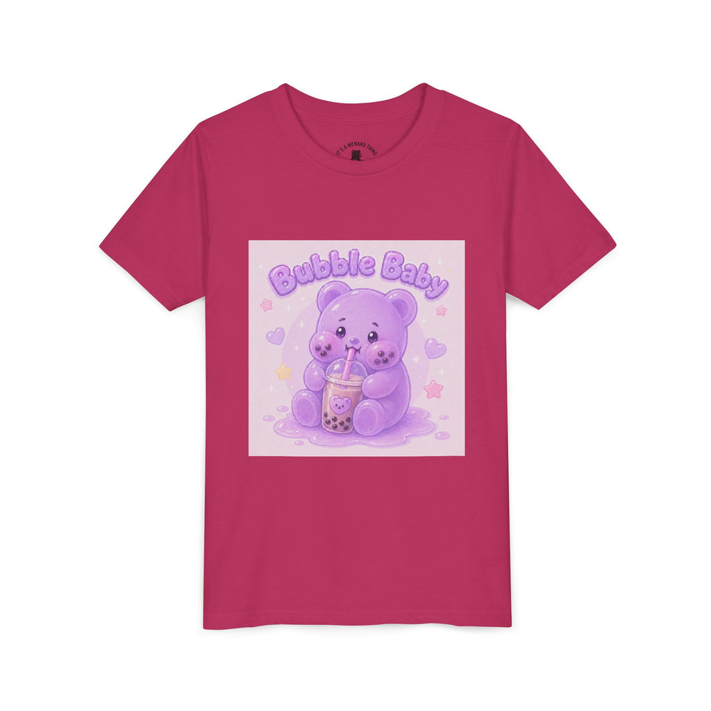Purple Boba Tea Gooey Gummy Bear with Boba Milk Tea Kids Shirt