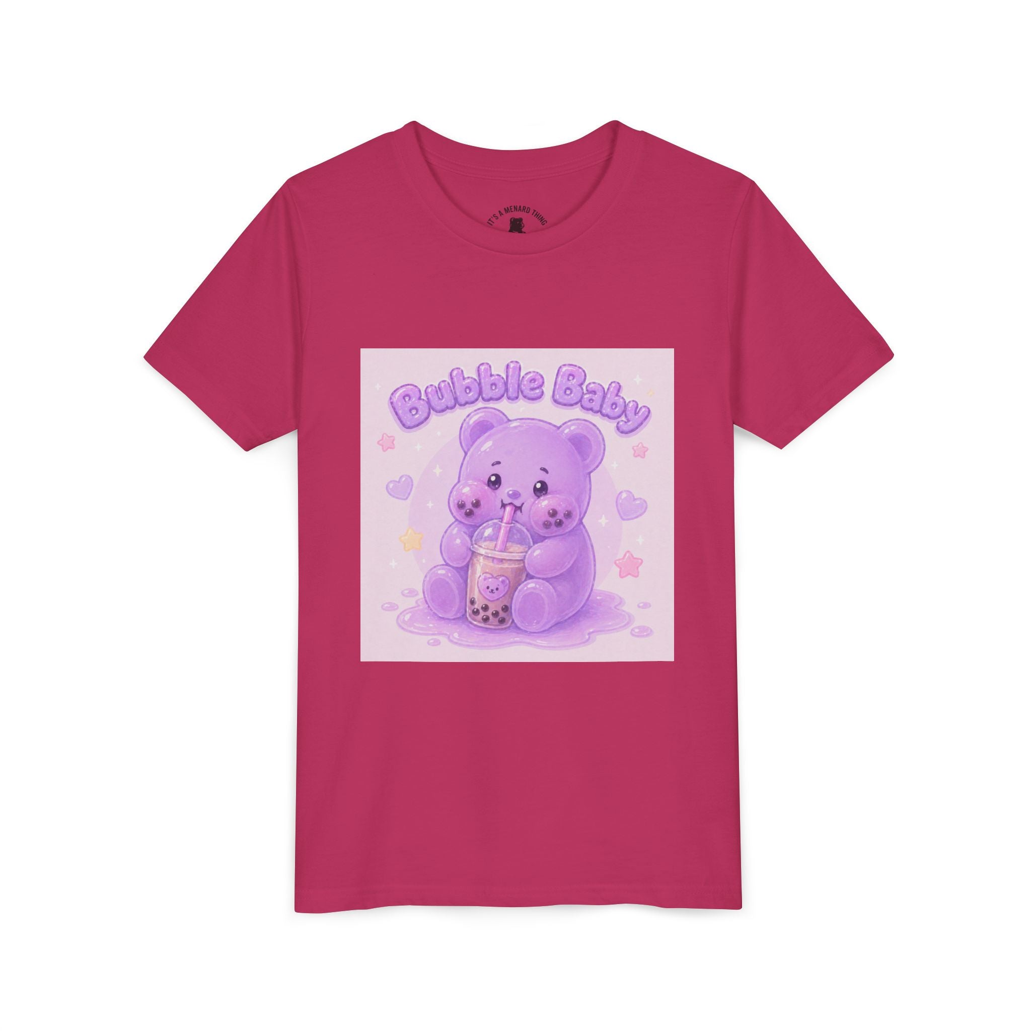 Purple Boba Tea Gooey Gummy Bear with Boba Milk Tea Kids Shirt