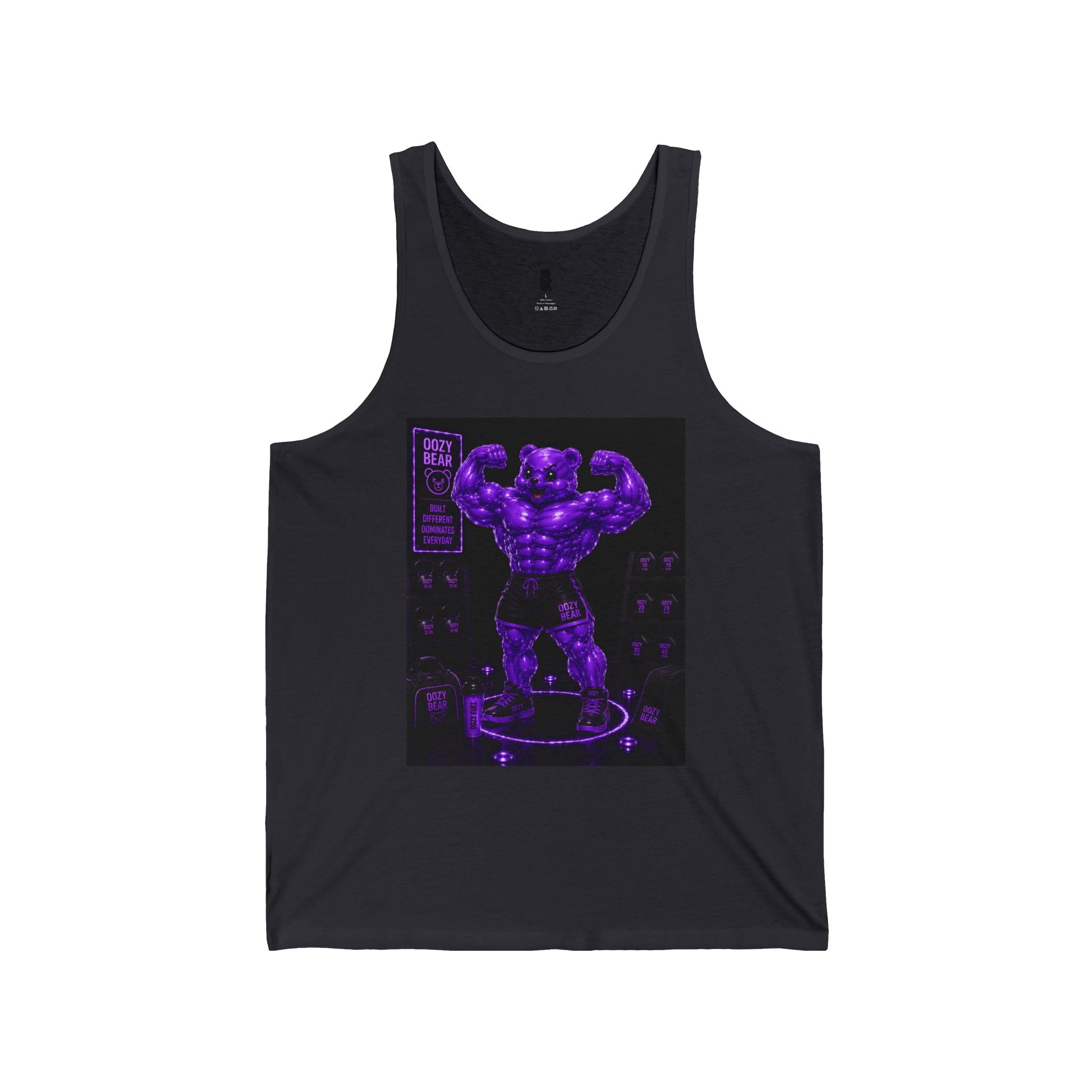 Flexing Time, Violet Oozy Buff Bear Gummy Gym Addition- Adult Graphic Tank Top