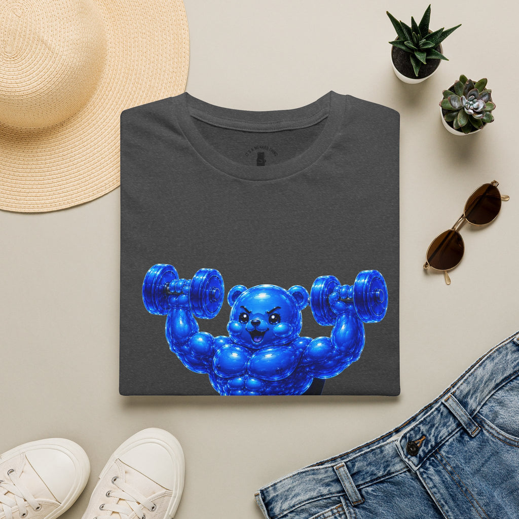 Working out with Bar Bells, Oozy Buff Bear Gummy Special Gym Addition- Adult Graphic Shirt