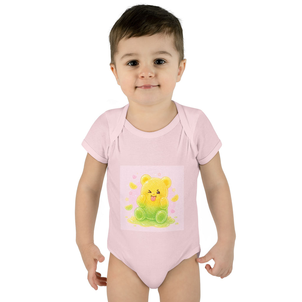 Sour Silly Gummy Gooey Lemon-Lime Bear Illustration Infant Onesie