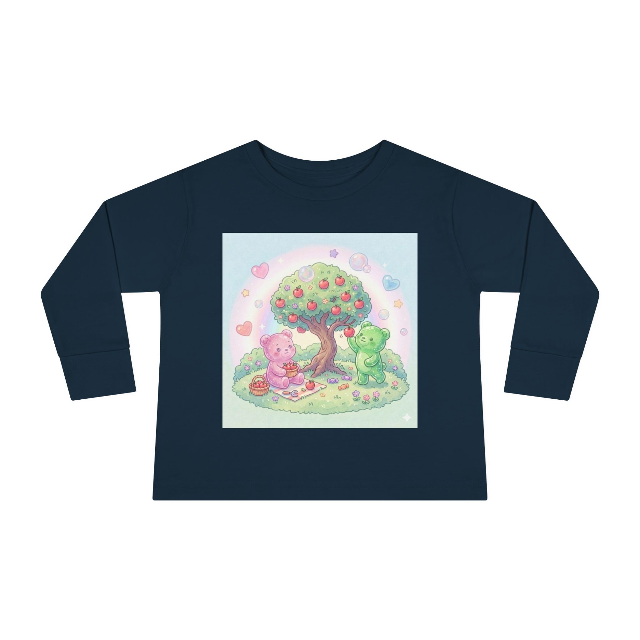 Beautiful Day For Apple Picking, Oozy Bear Gummy Friends Hang Out- Graphic Long Sleeve Shirt
