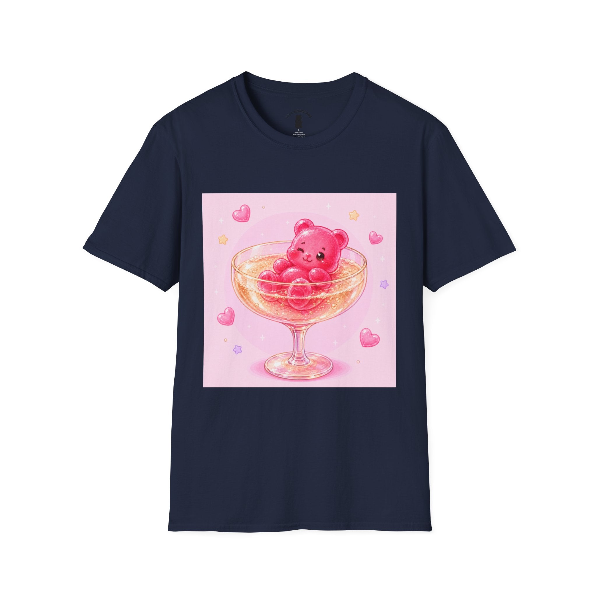 Champagne Pink Boozy Gooey Gummy Bear- Kawaii Graphic T-Shirt