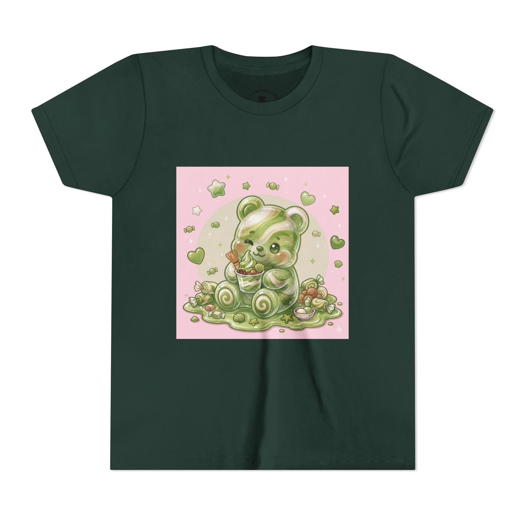 Matcha and Cream Gooey Gummy Bear Graphic Youth T-Shirt