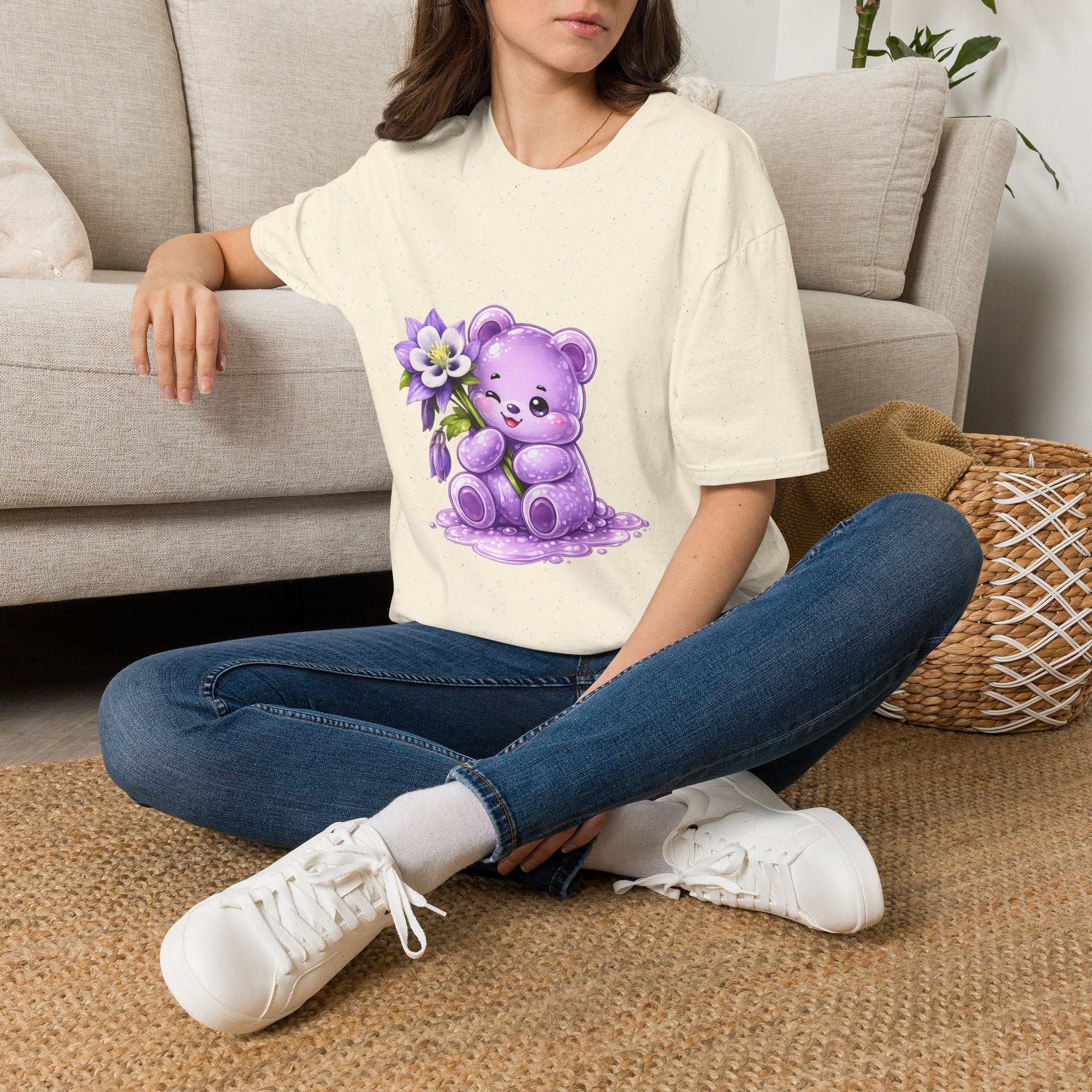Pretty Purple Flower, Special Oozy Bear Gummy- Graphic Shirt