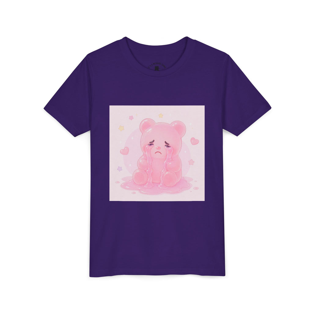 Pink Crying Gooey Gummy Bear Youth Tee – Cute Pastel Graphic Shirt