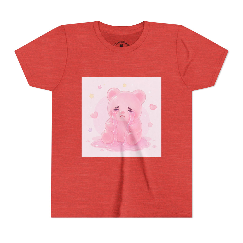 Pink Crying Gooey Gummy Bear Youth Tee – Cute Pastel Graphic Shirt