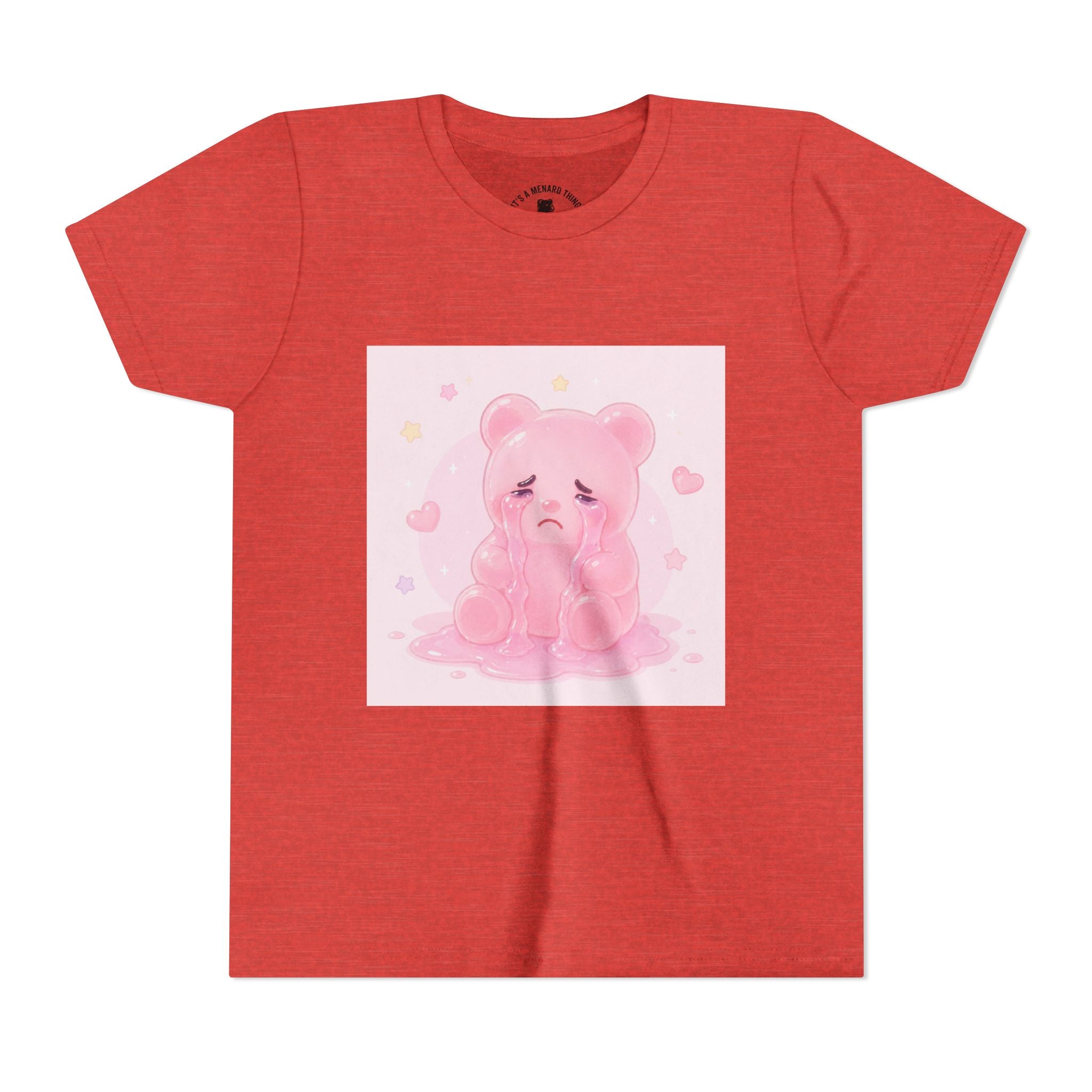 Pink Crying Gooey Gummy Bear Youth Tee – Cute Pastel Graphic Shirt
