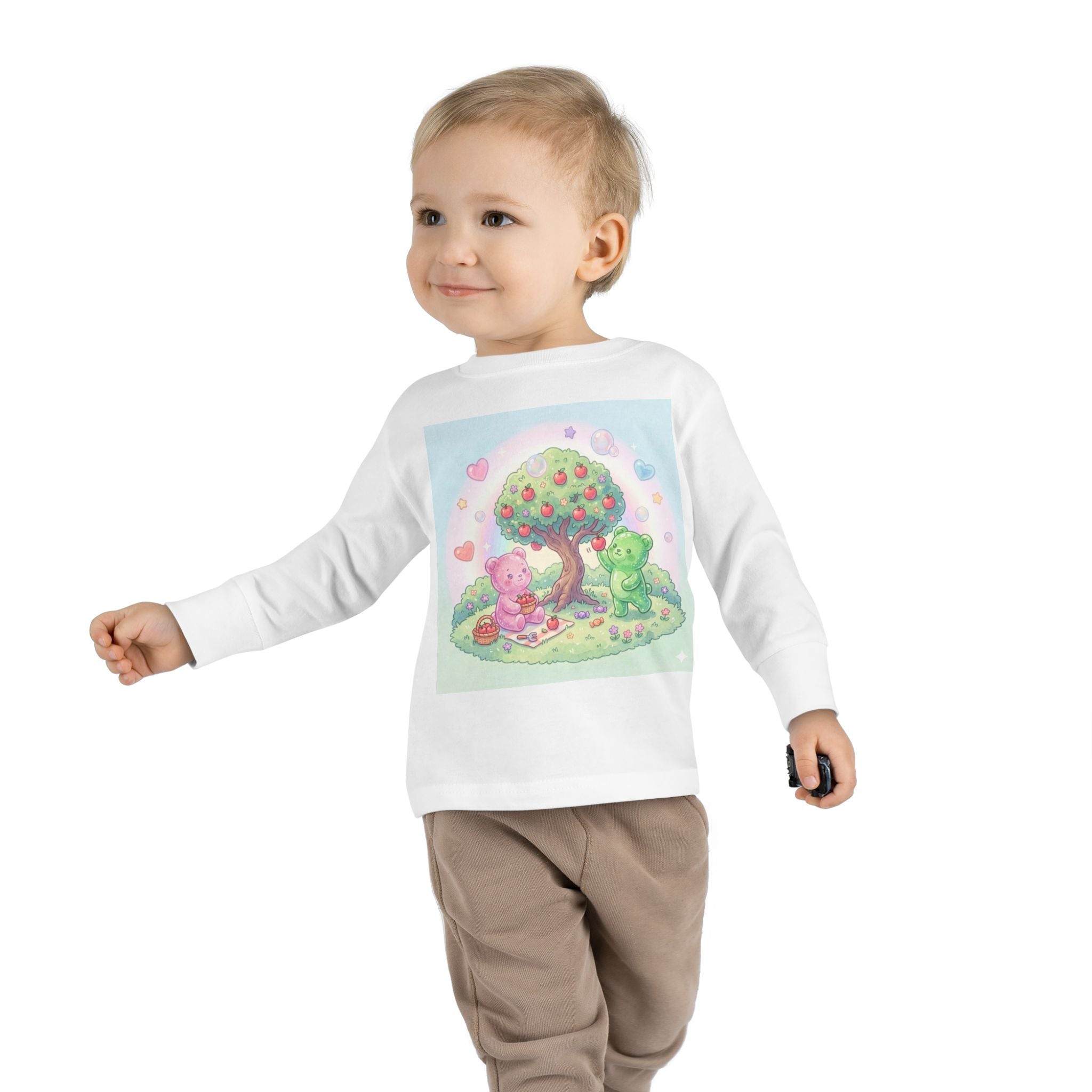 Beautiful Day For Apple Picking, Oozy Bear Gummy Friends Hang Out- Graphic Long Sleeve Shirt