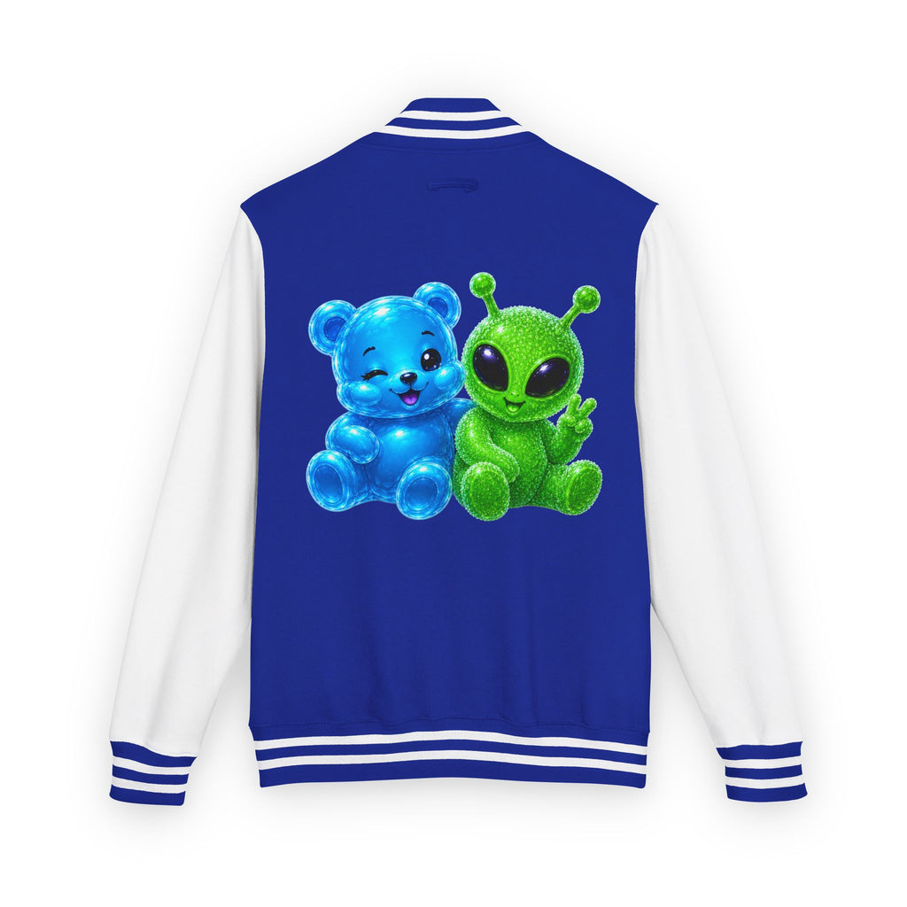 Green Alien and Blue Oozy Bear Gummy Special Addition- Letterman Graphic Jacket