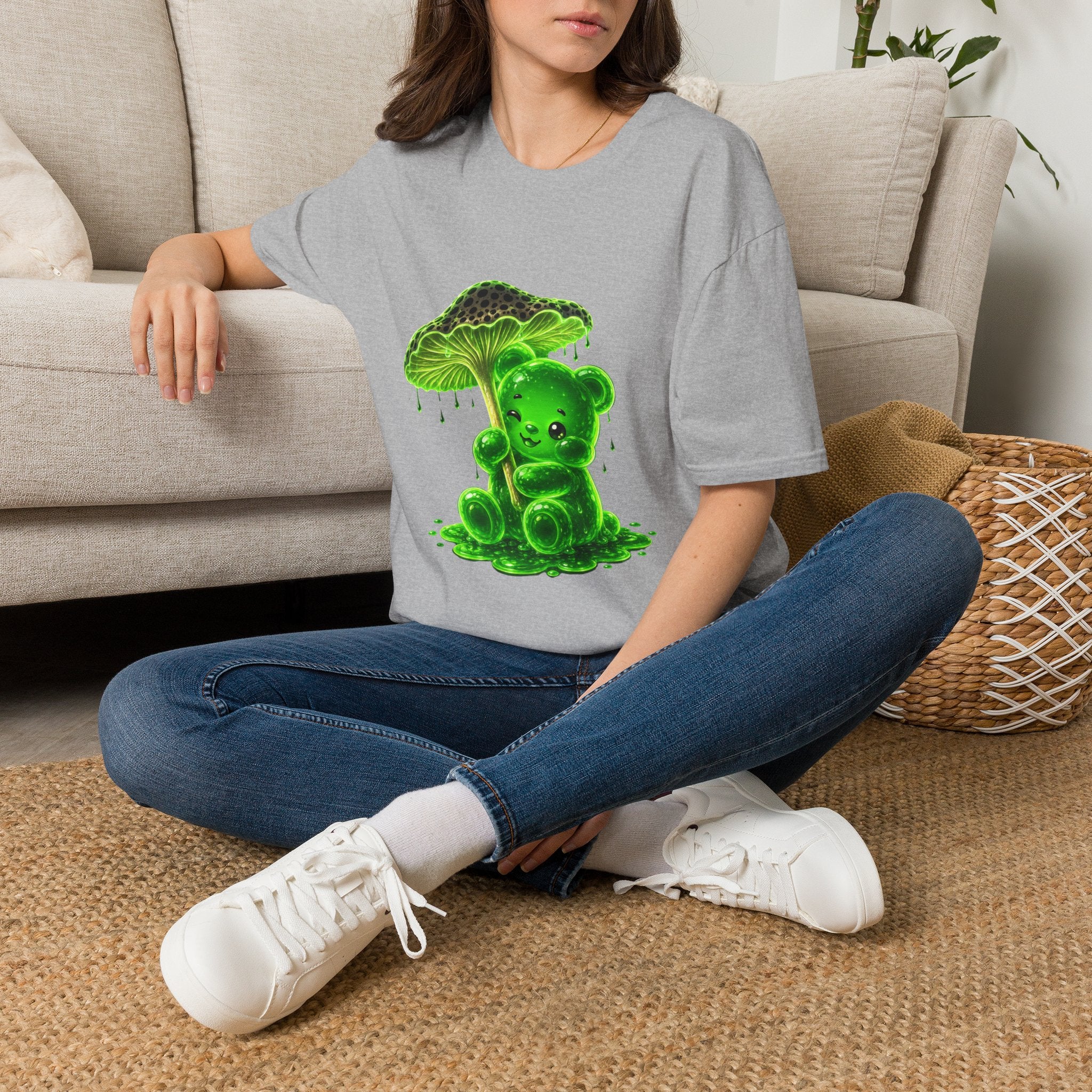 Glowing Green Neon Mushroom Special Addition, Oozy Bear Friend- Graphic Shirt