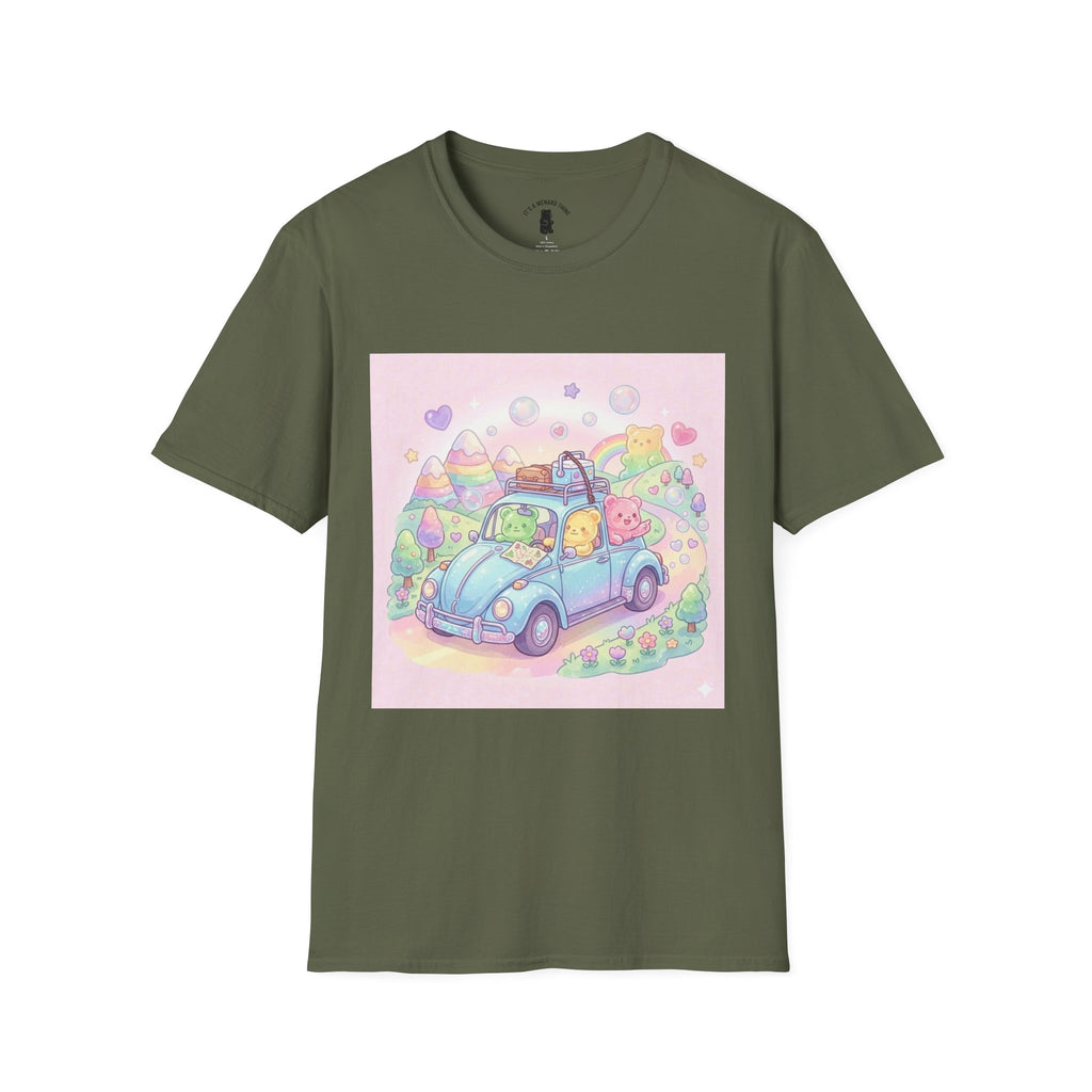 Buggy Road trip, Gooey Gummy Friends Adventure — Kawaii Graphic T-Shirt