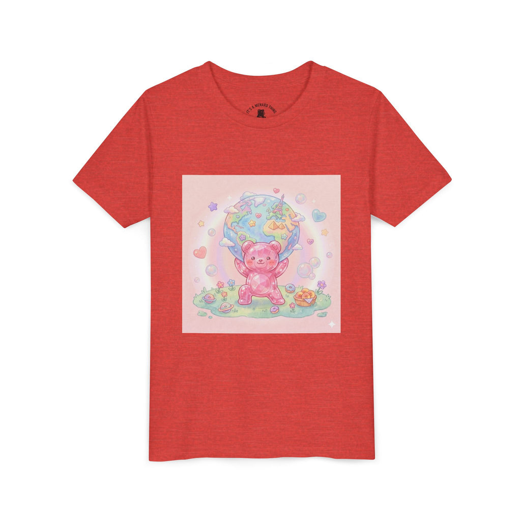 World Atlas, Weight of the Gummy World Pink Gooey Bear- Pastel Graphic Youth T-Shirt