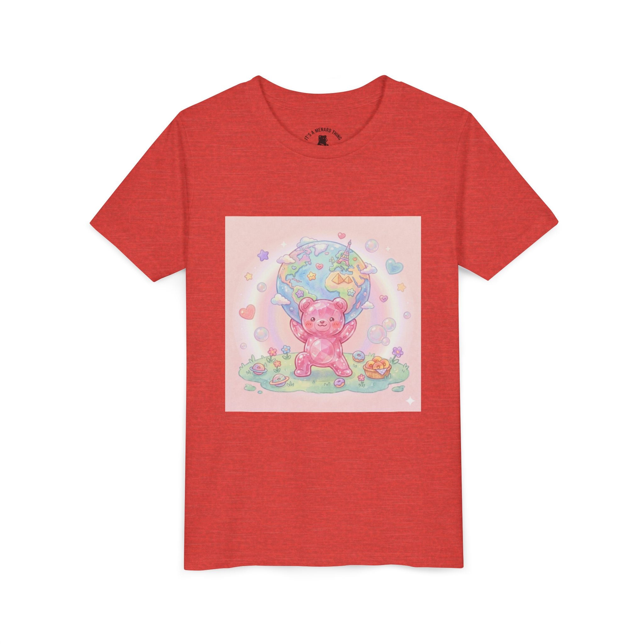 World Atlas, Weight of the Gummy World Pink Gooey Bear- Pastel Graphic Youth T-Shirt