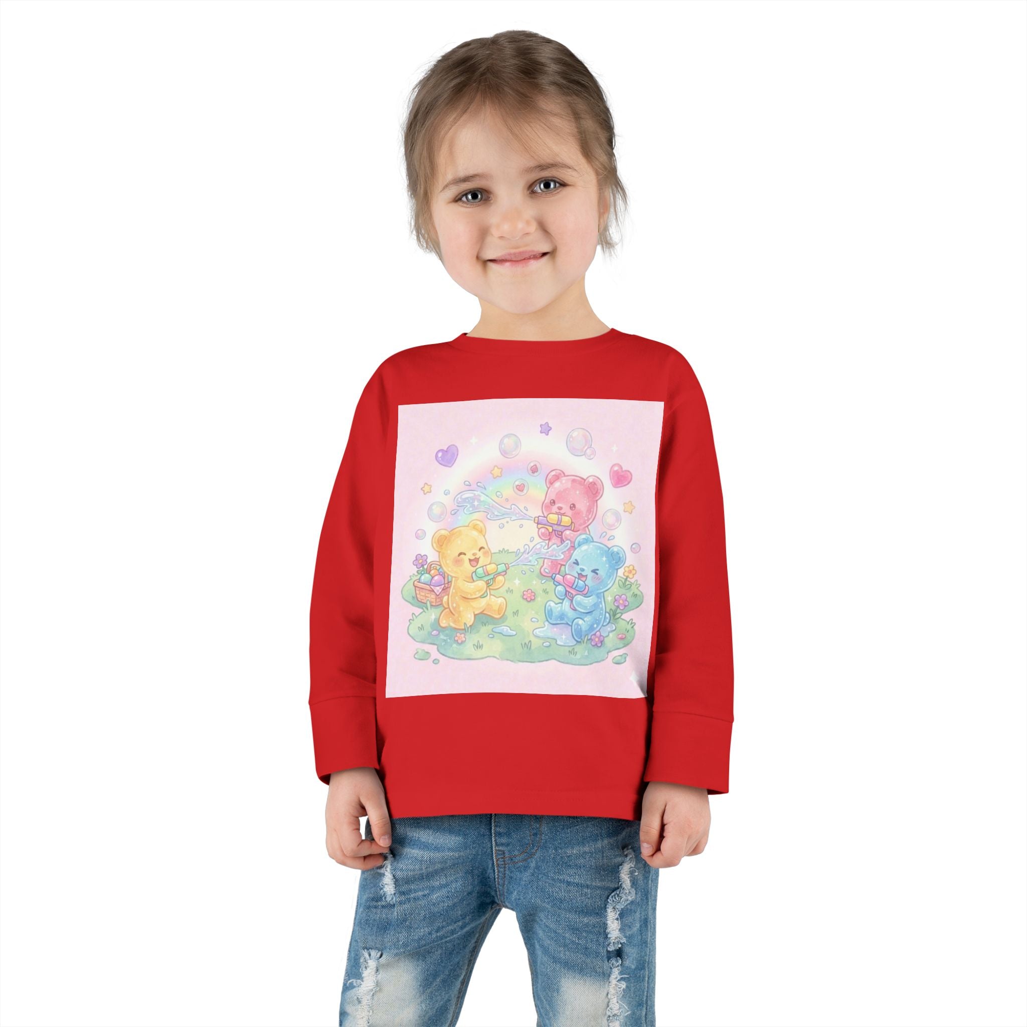 Water War Play time, Oozy Bear Group Gummy Friends- Graphic Long Sleeve Shirt