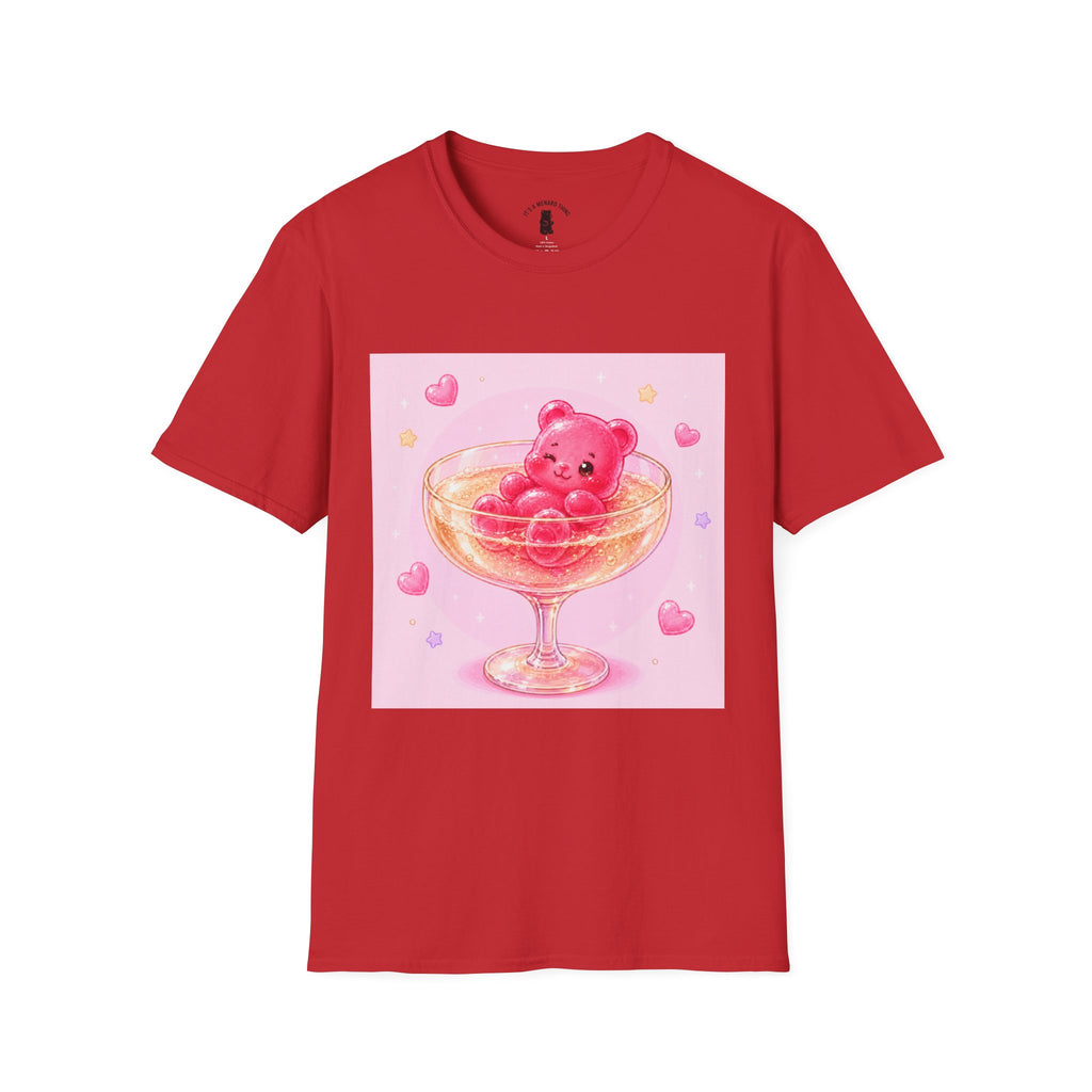 Champagne Pink Boozy Gooey Gummy Bear- Kawaii Graphic T-Shirt