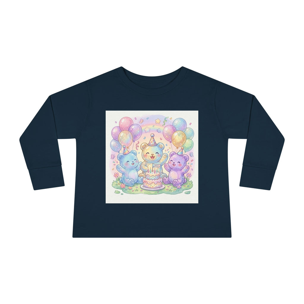 Pastel Birthday Oozy Bear Party Bash, Special Friends Celebration- Graphic Long Sleeve Shirt