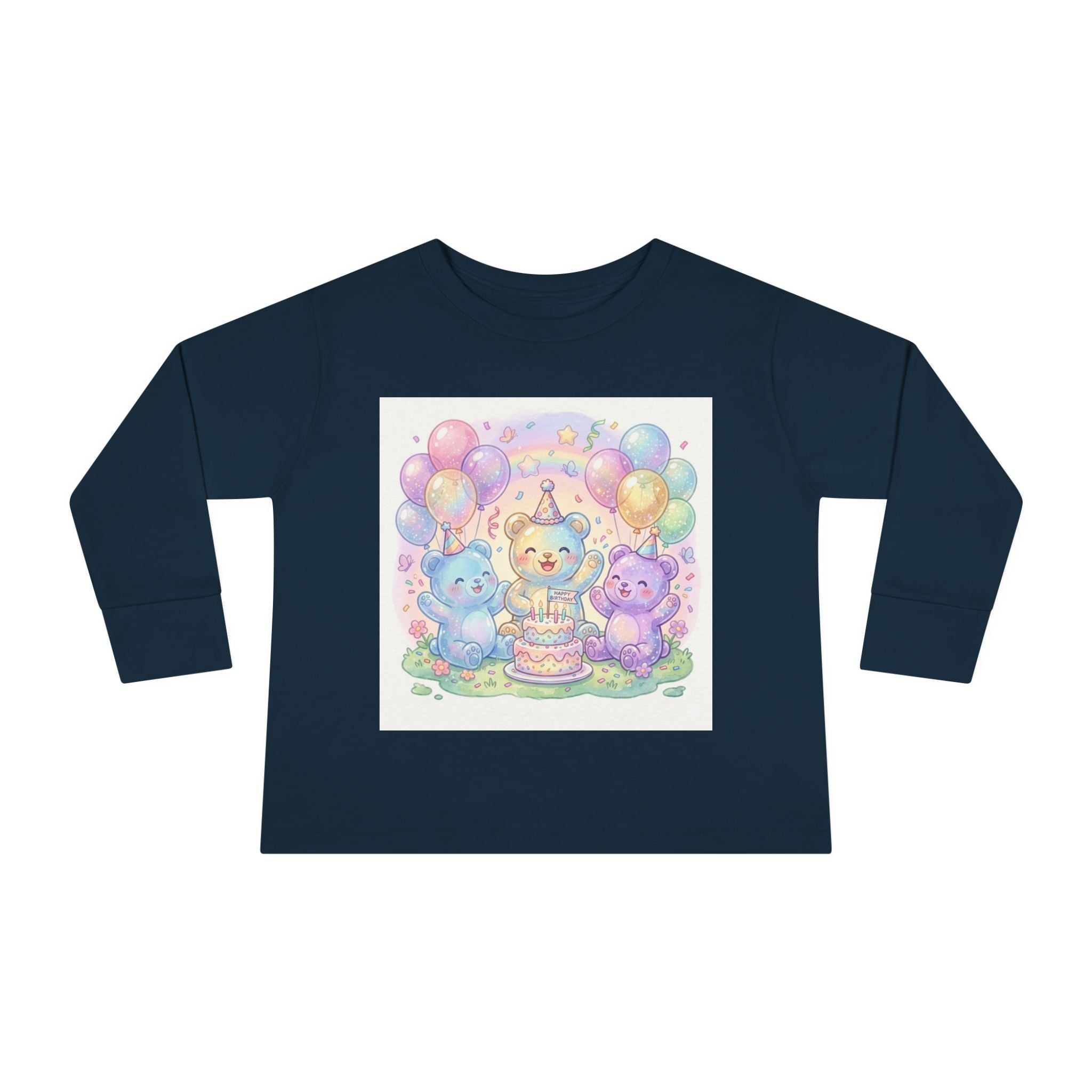 Pastel Birthday Oozy Bear Party Bash, Special Friends Celebration- Graphic Long Sleeve Shirt