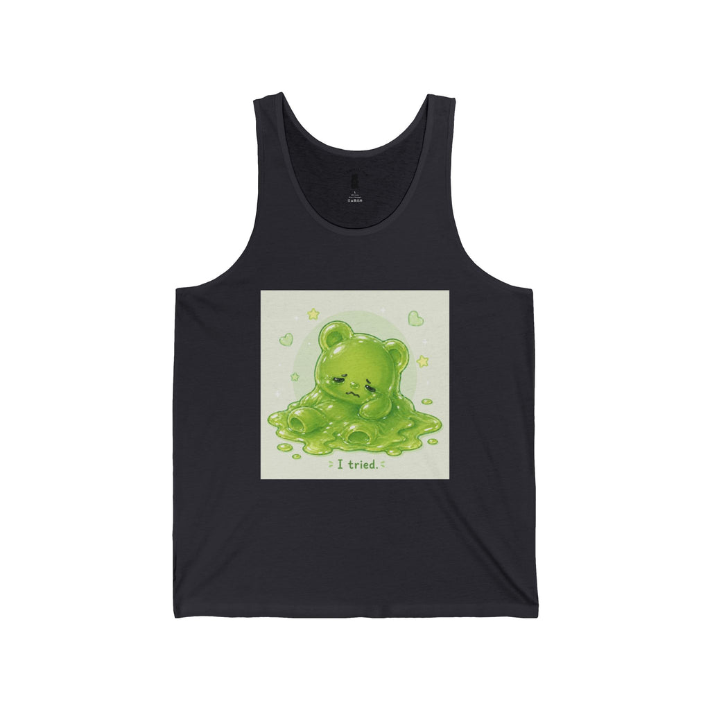 Tired Melting Green Gooey Gummy bear — Kawaii Graphic Tank Top