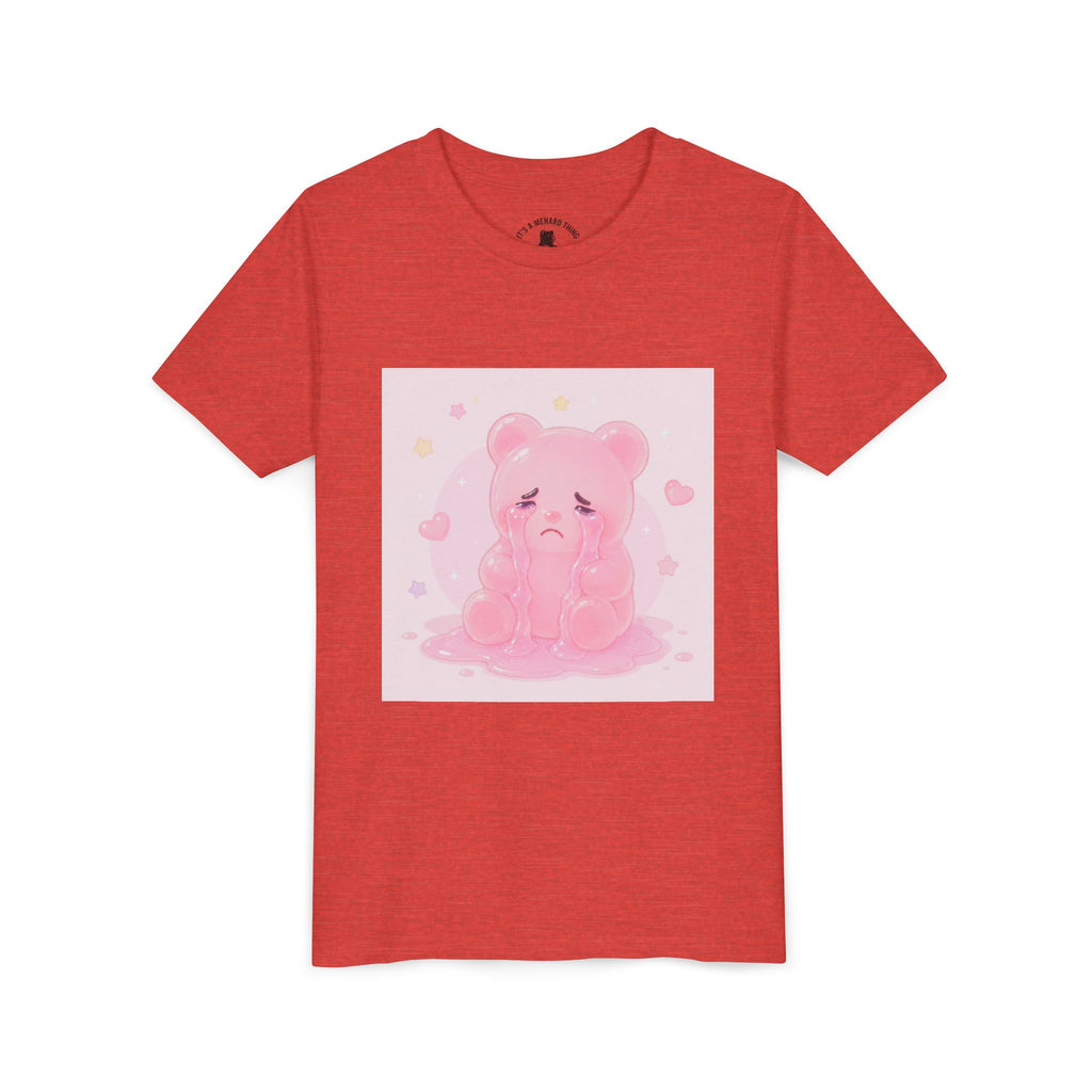 Pink Crying Gooey Gummy Bear Youth Tee – Cute Pastel Graphic Shirt