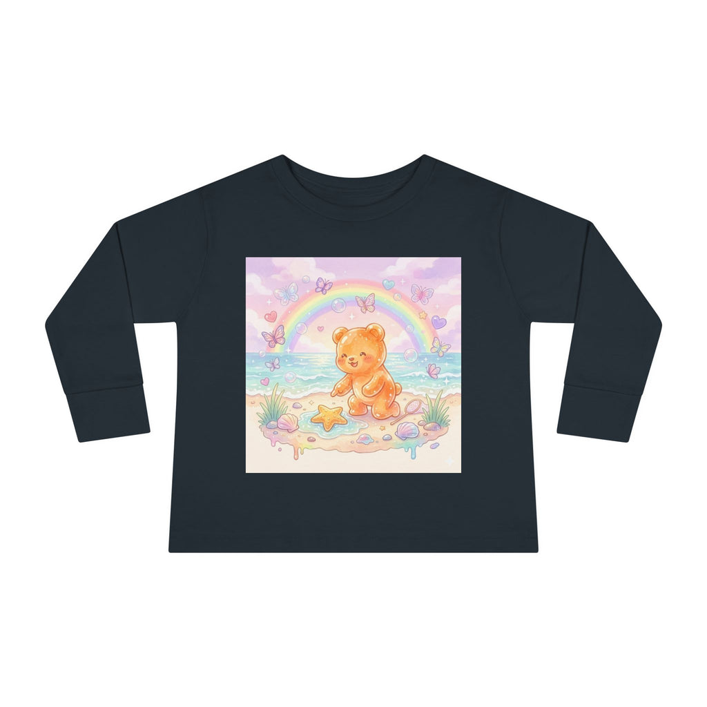 Cute Beach Day, Found Starfish Orange Oozy Bear Friend- Graphic Long Sleeve Shirt