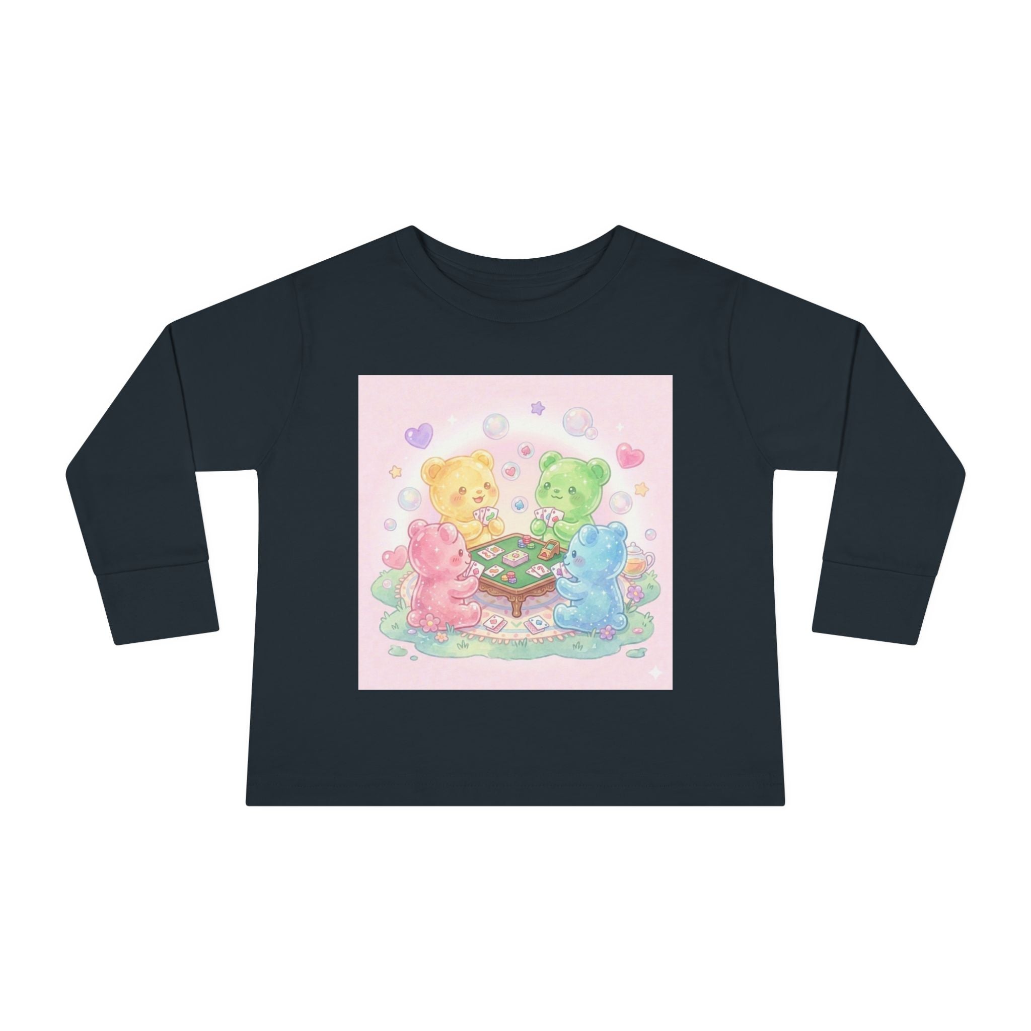 Playing Cards Together, Oozy Bear Friends Group- Graphic Long Sleeve Shirt