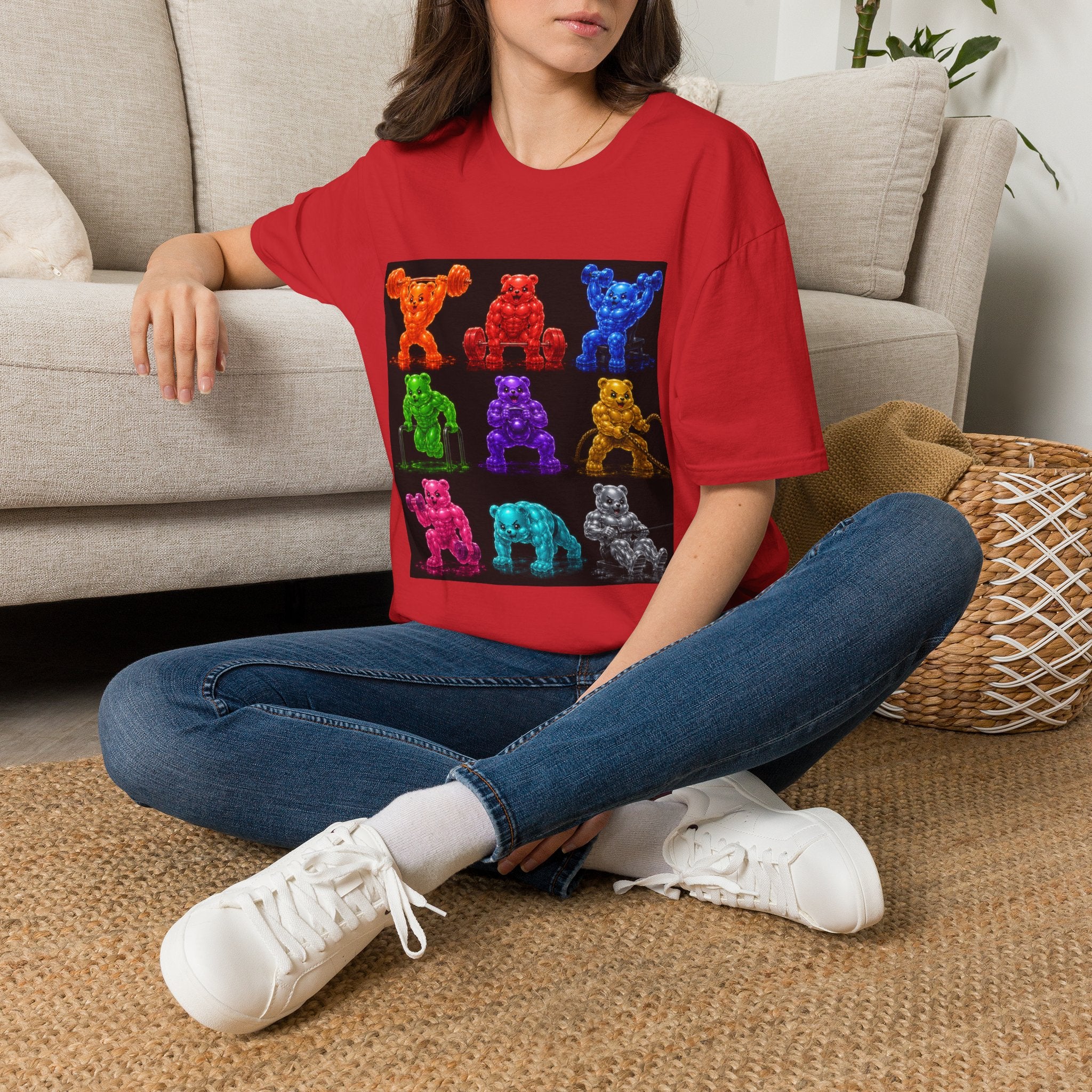 Gummy Grid of Oozy Buff Bears Workout- Adult Graphic Shirt