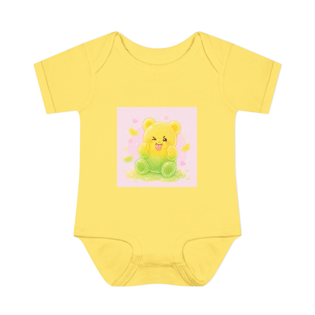 Sour Silly Gummy Gooey Lemon-Lime Bear Illustration Infant Onesie