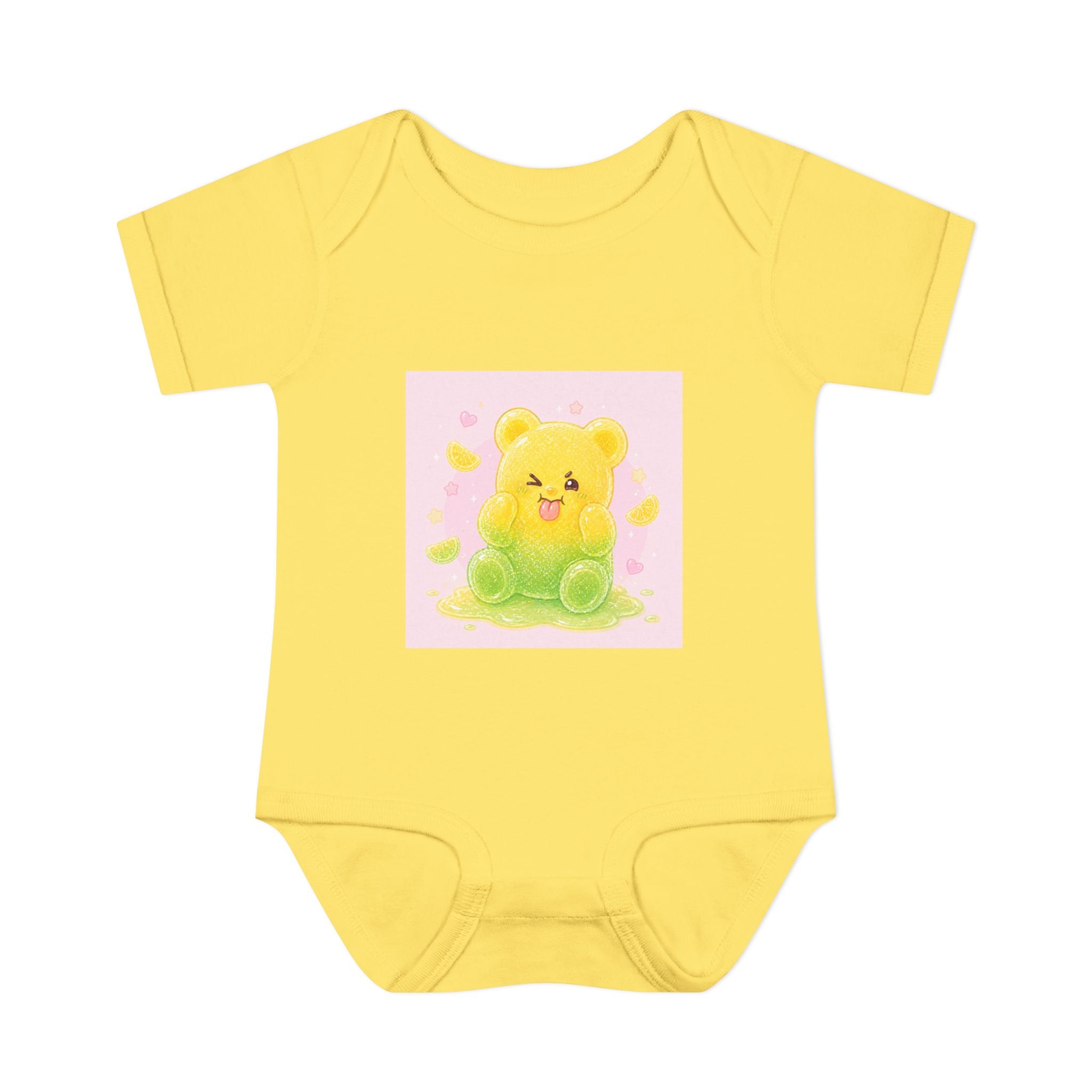 Sour Silly Gummy Gooey Lemon-Lime Bear Illustration Infant Onesie