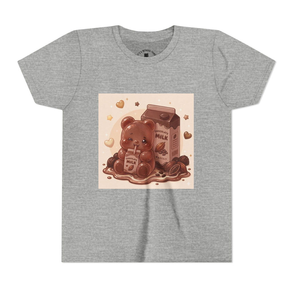 Kids Milk Chocolate Gooey Gummy Bear — Cute Milk Carton Graphic Youth T-Shirt