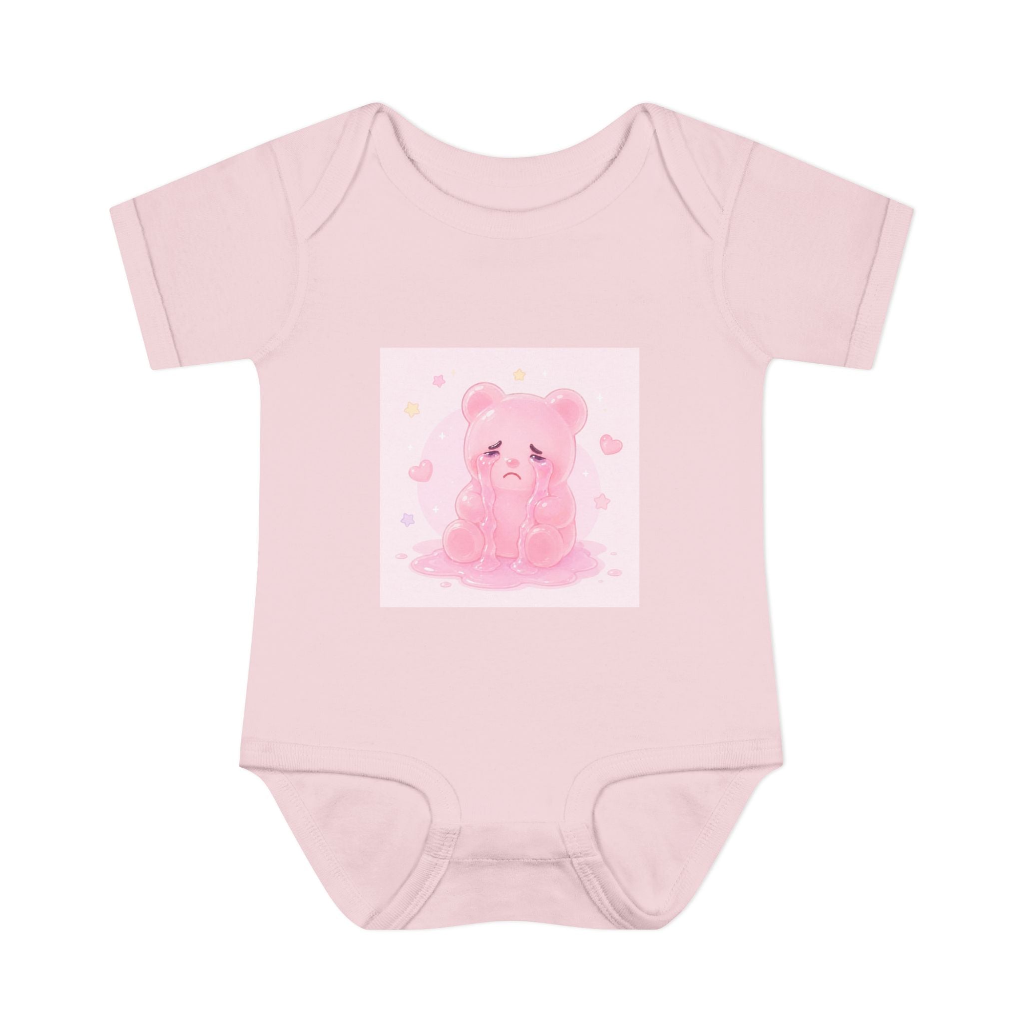 Pink Crying Gooey Gummy Bear Infant Bodysuit — Cute Pastel Baby Onesie