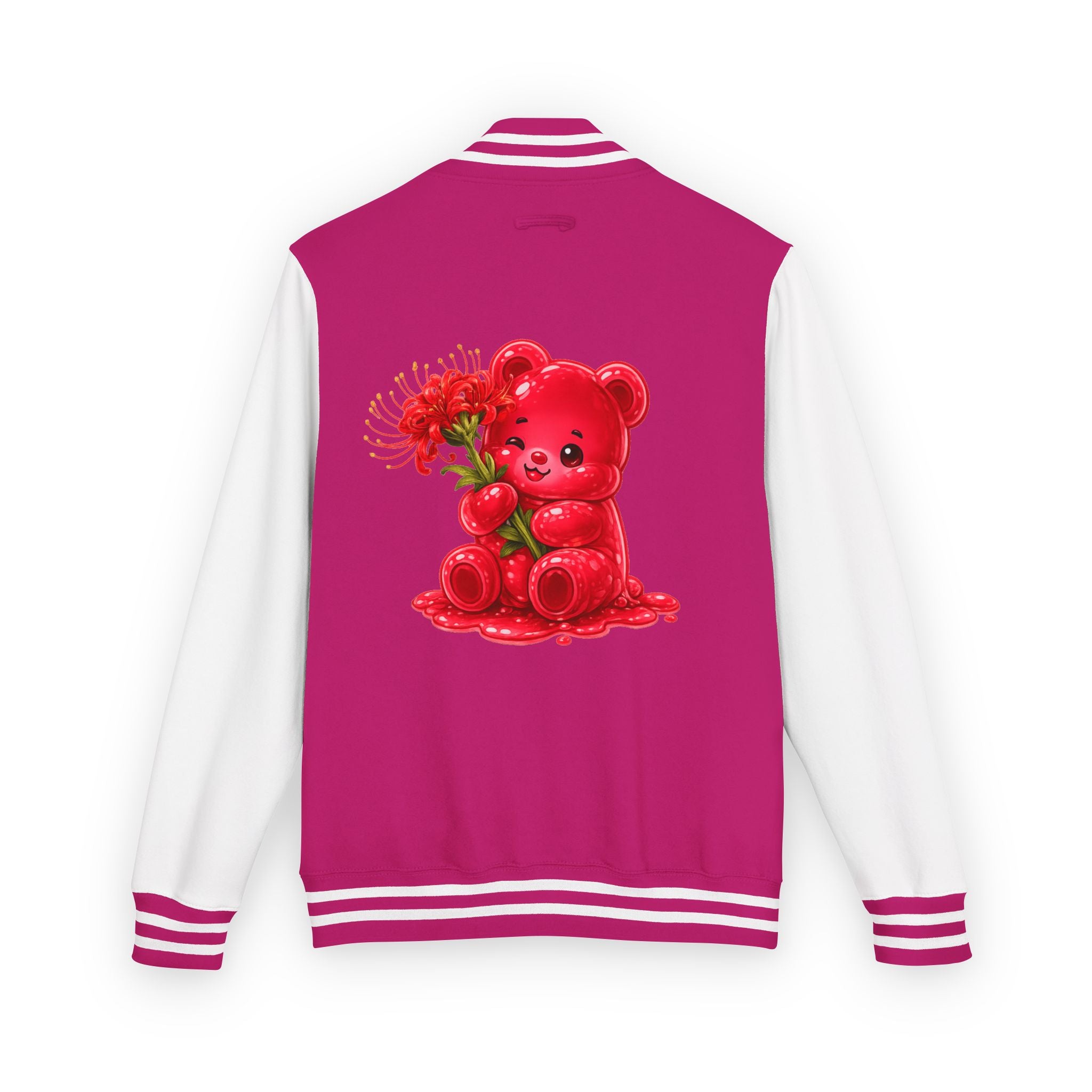 Red Spider Lily Bloom Special, Oozy Bear Gummy Flower Addition- Letterman Graphic Jacket
