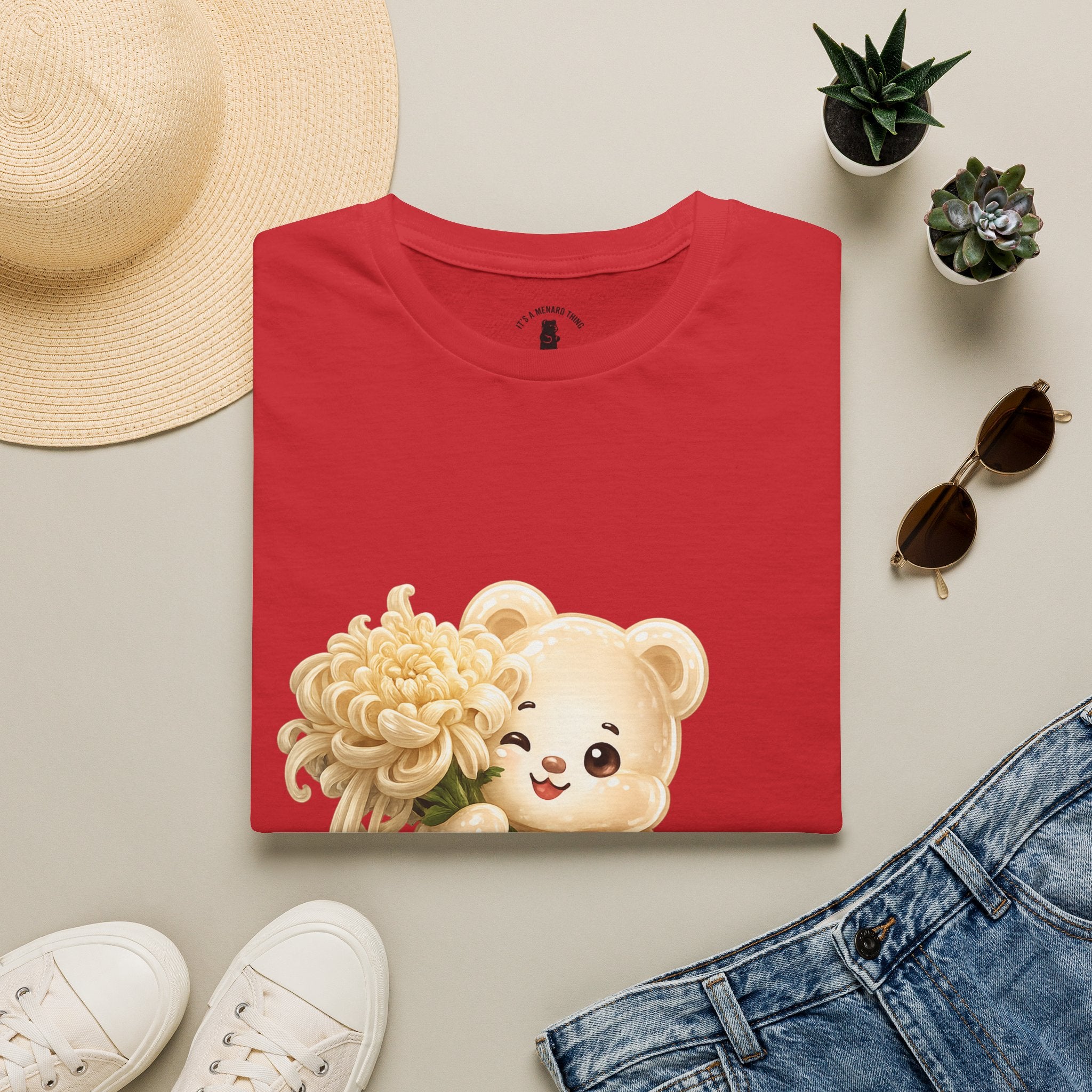 Chrysanthemum Special, Cream Oozy Bear Friend Special Flower Additon- Graphic Shirt