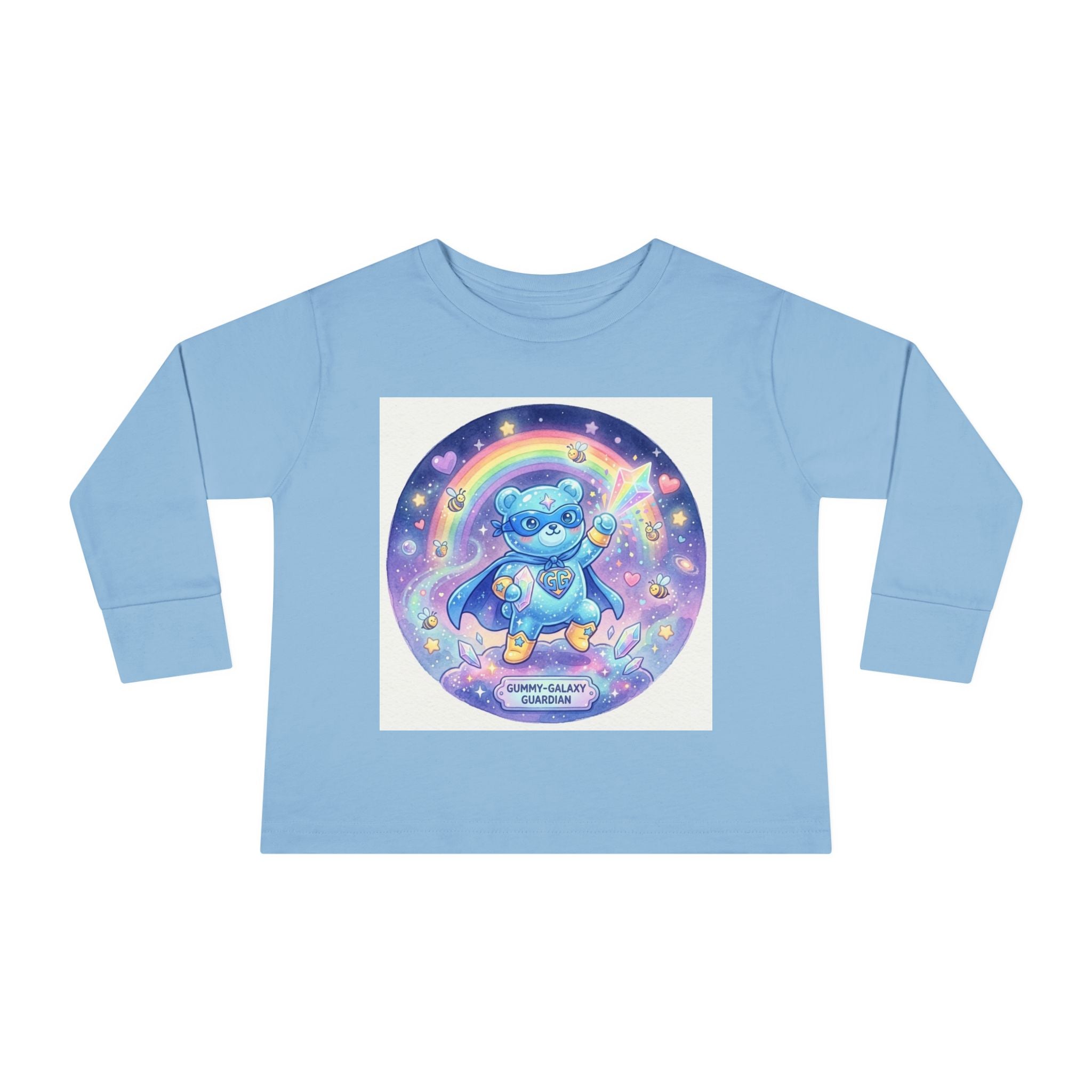 Superhero Blue Oozy Bear- Graphic Long Sleeve Shirt