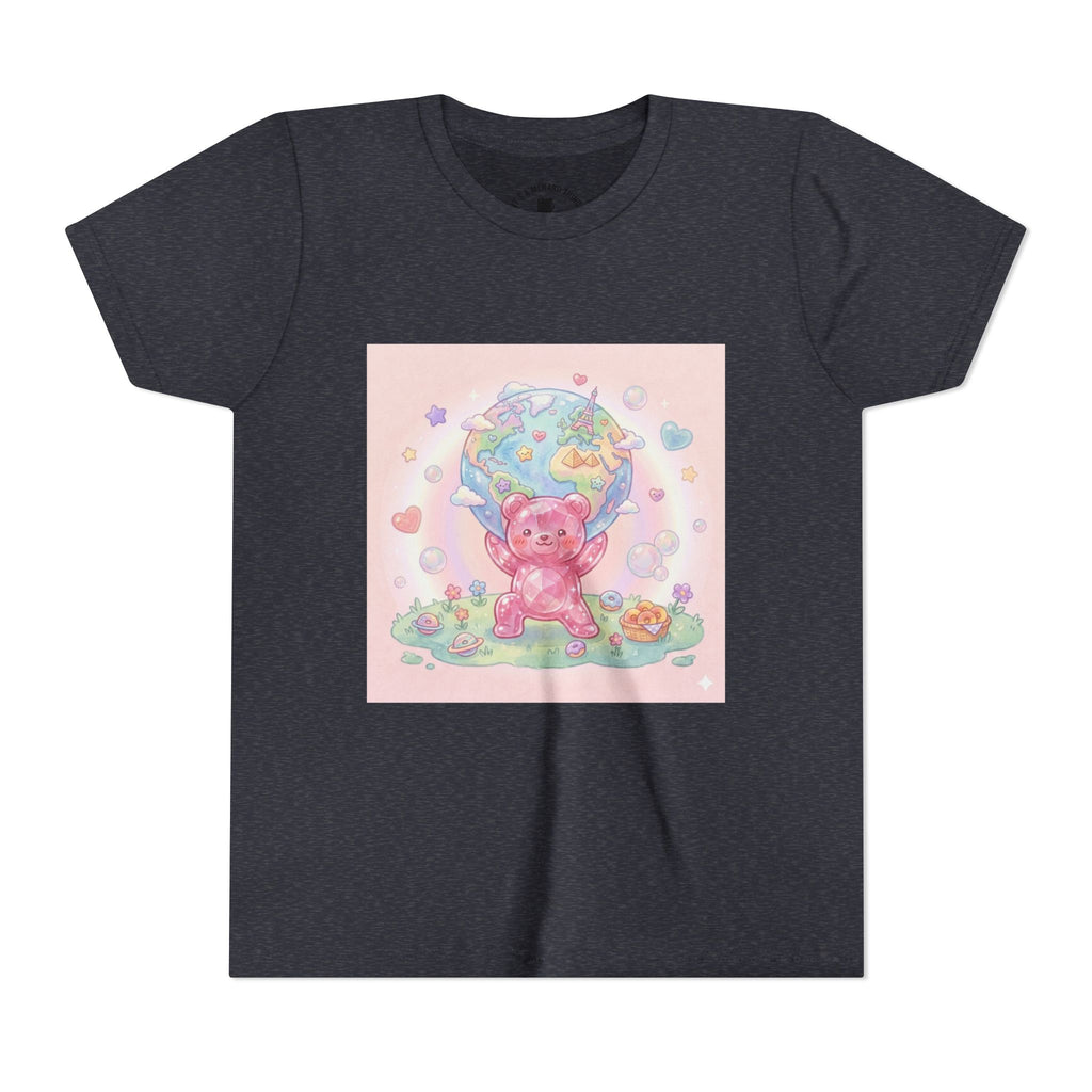 World Atlas, Weight of the Gummy World Pink Gooey Bear- Pastel Graphic Youth T-Shirt