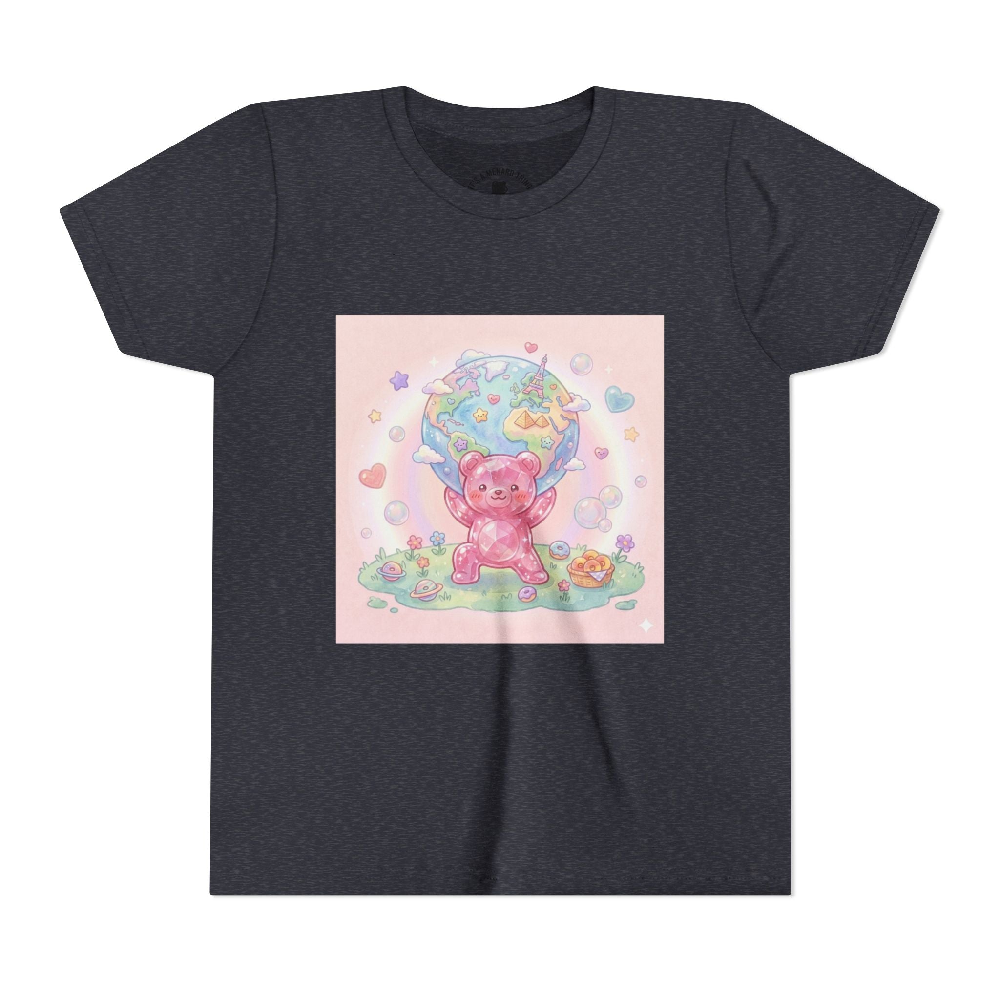 World Atlas, Weight of the Gummy World Pink Gooey Bear- Pastel Graphic Youth T-Shirt
