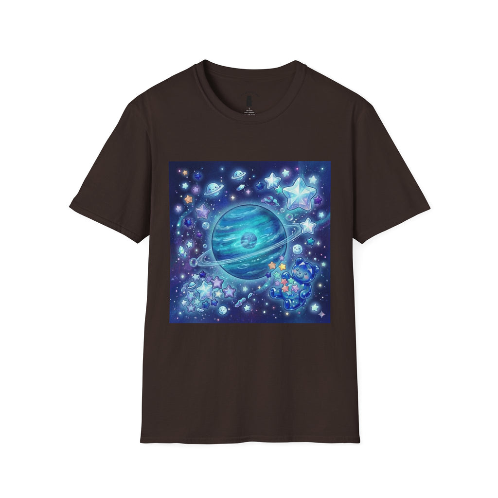Lets Swim on Neptune, Blue Crystal Gooey Gummy Bear- Kawaii Graphic T-Shirt