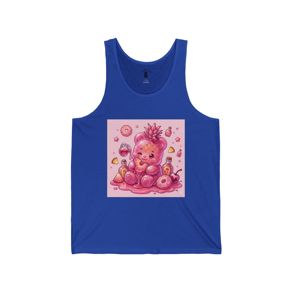 Pink Pineapple Exotic Fruit, Gooey Gummy Bear Friend — Kawaii Graphic Illustration