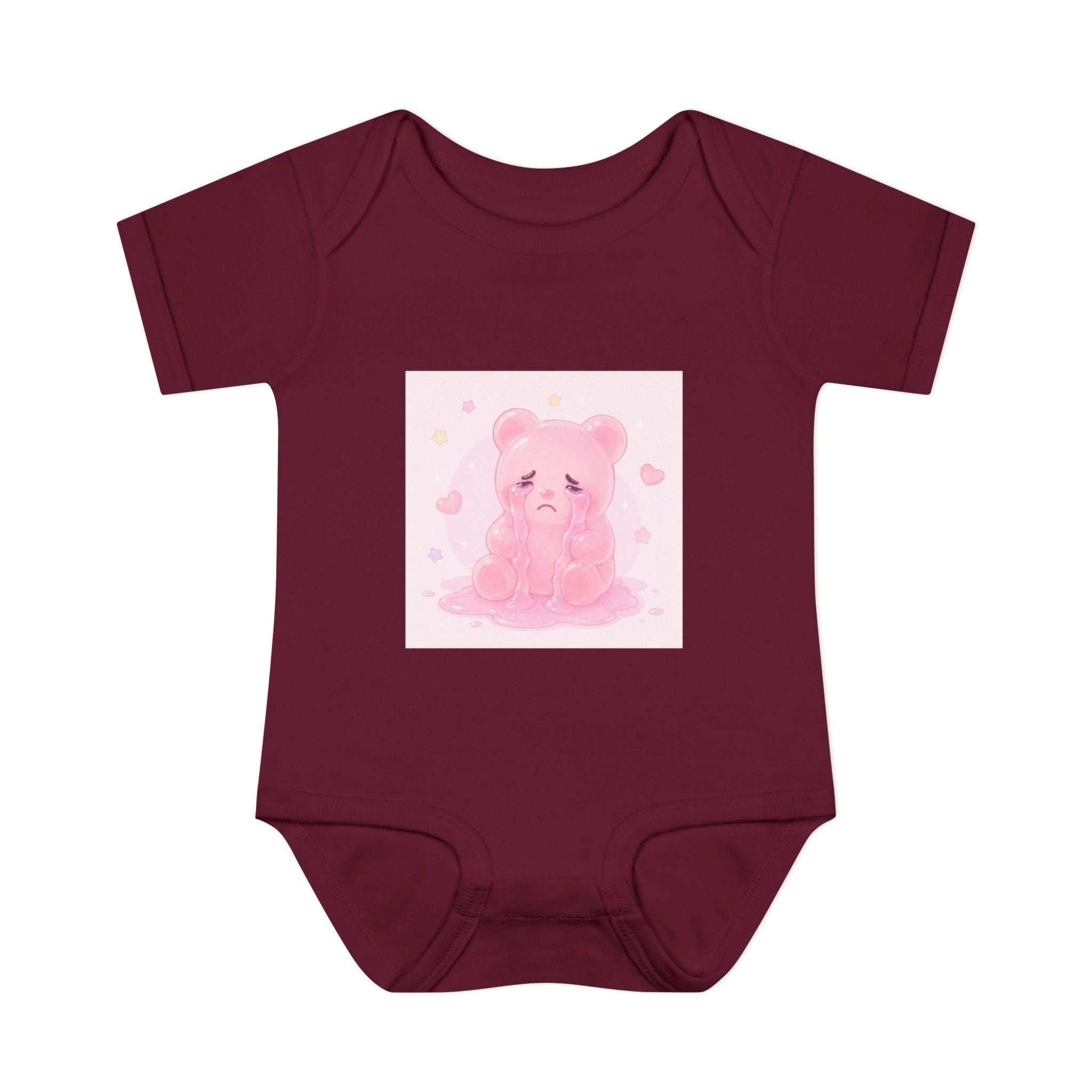 Pink Crying Gooey Gummy Bear Infant Bodysuit — Cute Pastel Baby Onesie