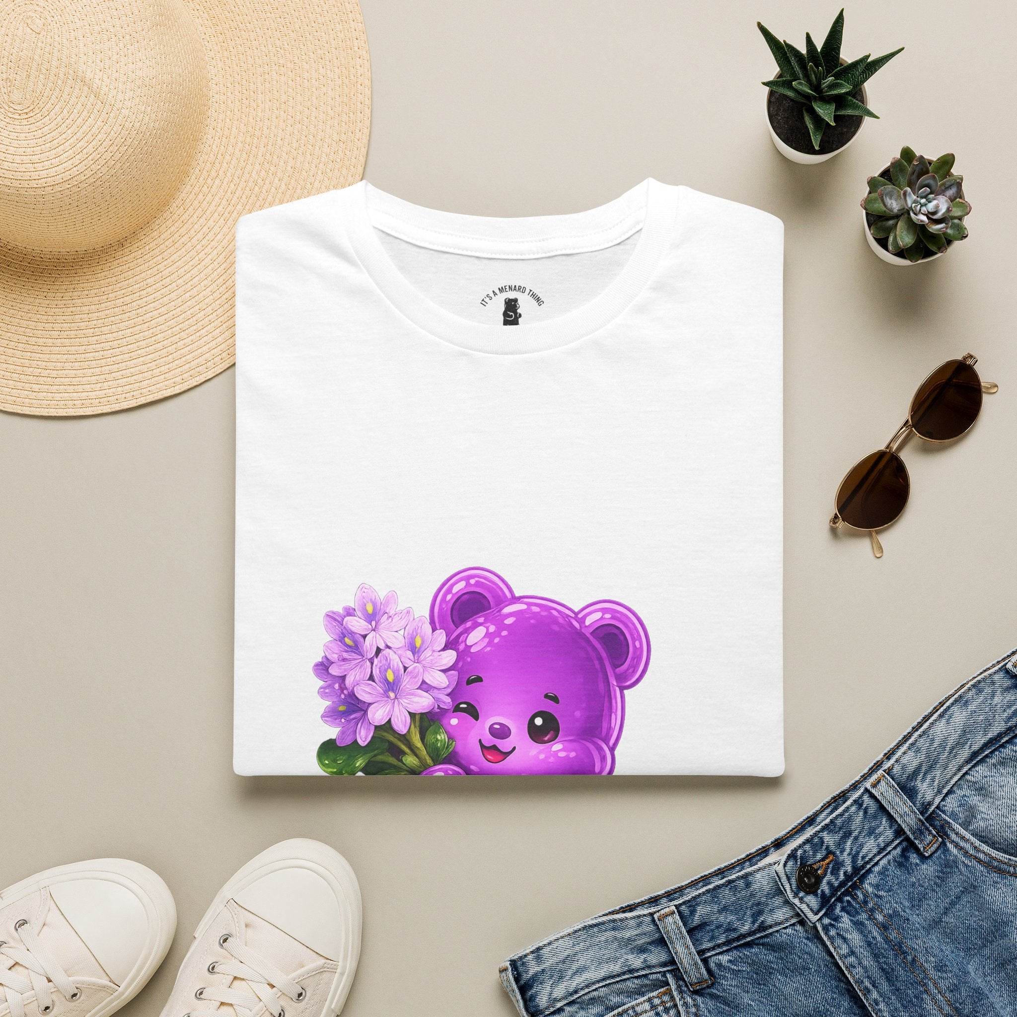 Purple Flower Cluster, Oozy Bear Friend Flower Addition- Graphic Shirt