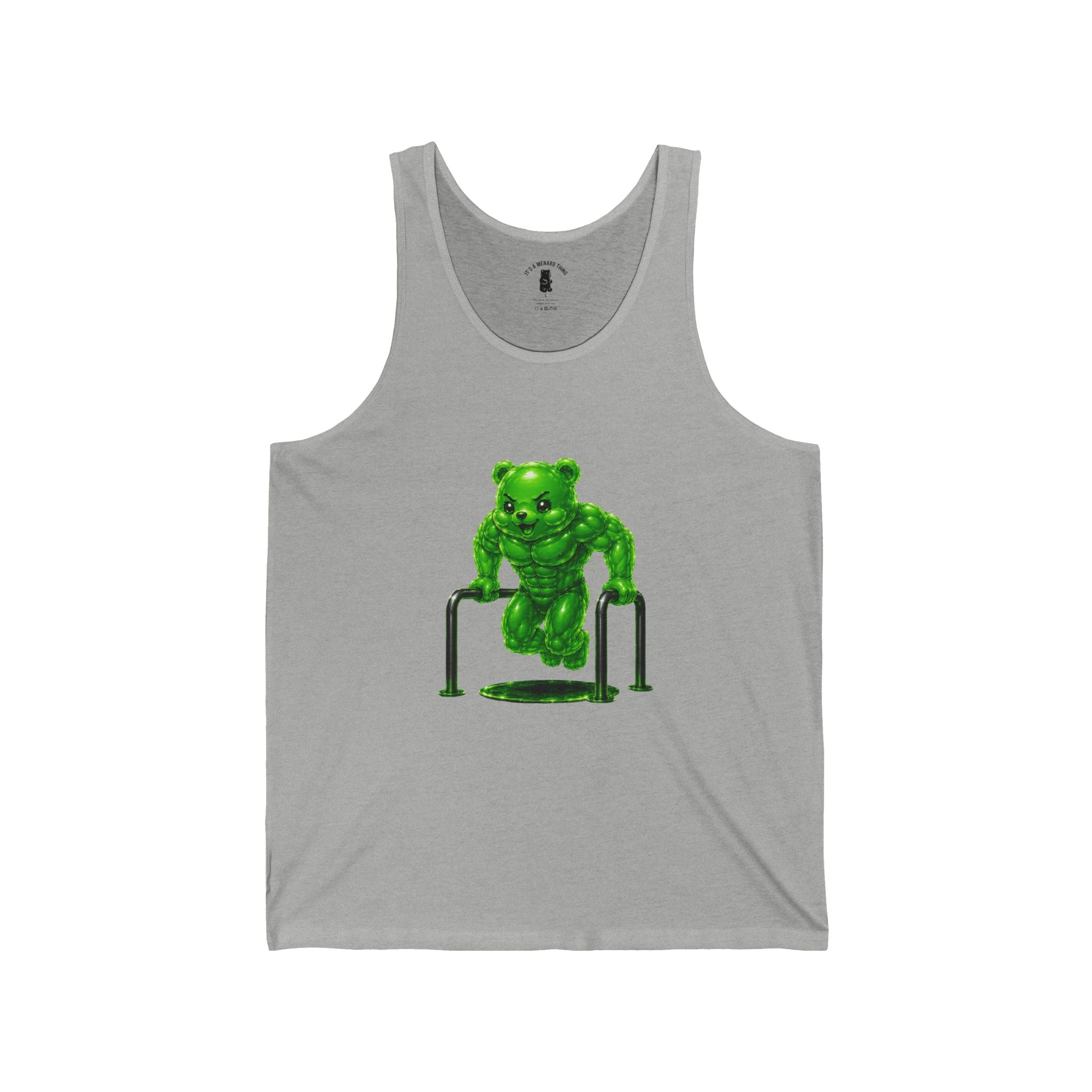 Bar Lift Fitness, Emerald Green Oozy Buff Bear Gummy Gym Addition- Adult Graphic Tank Top