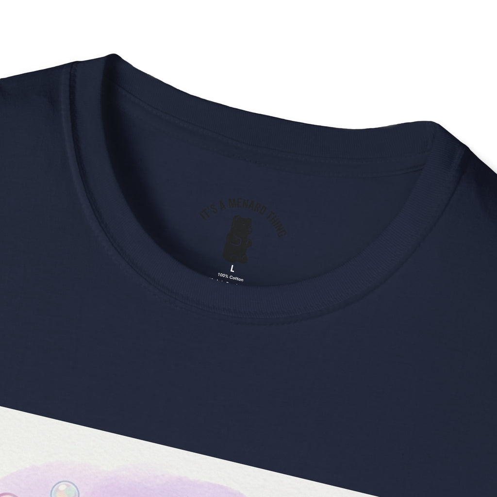 Blue Gooey Gummy Friend sharing Milk & Cookies — Pastel Graphic T-Shirt